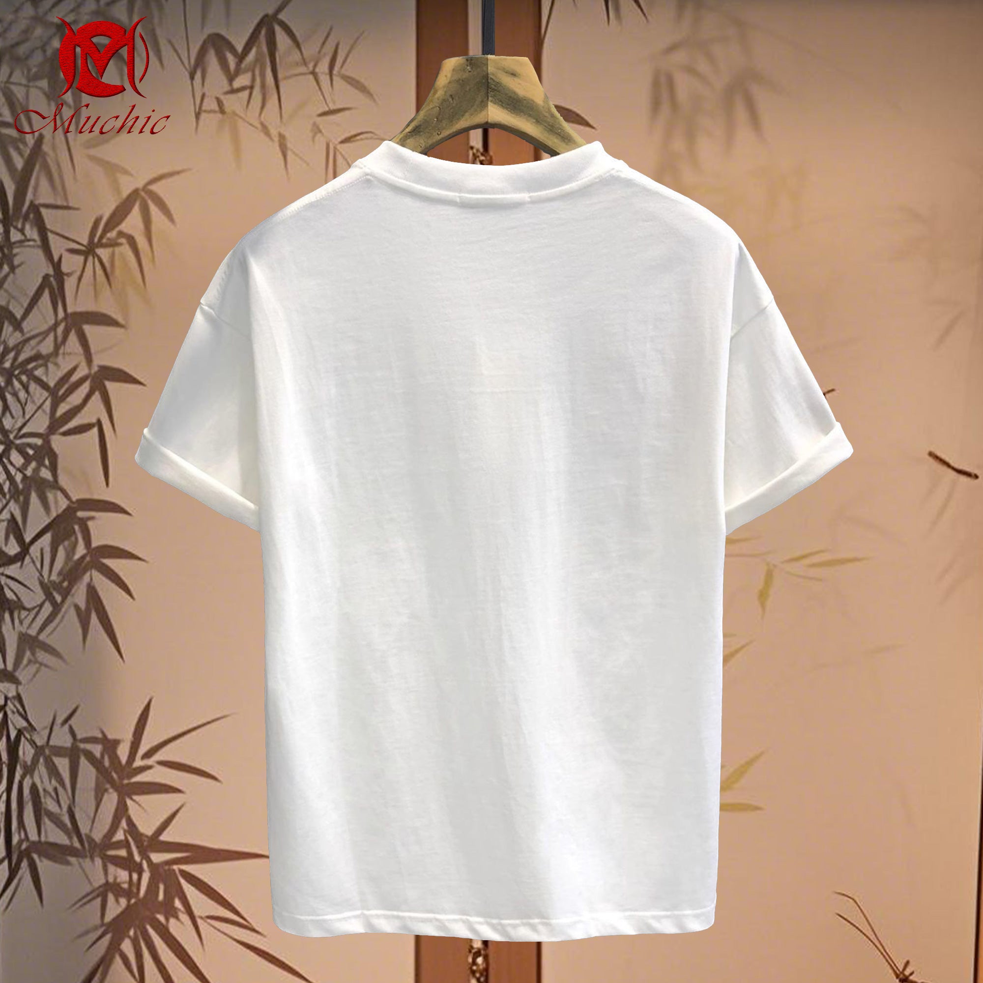 Unisex Intangible Cultural Heritage Panda Bamboo Leaf Embroidery T-shirt (Hand Embroidery) (Duty Free)