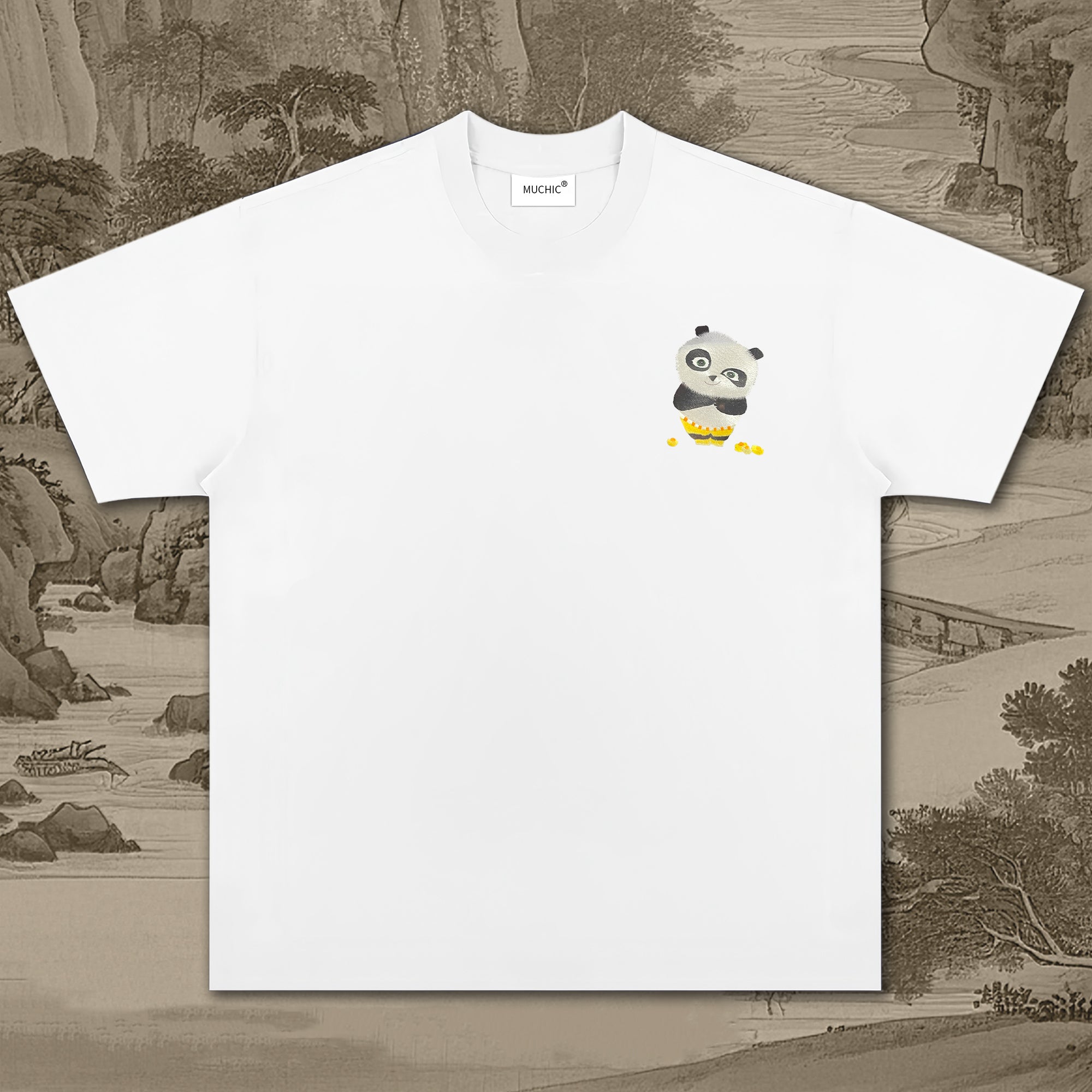 Unisex Intangible Cultural Heritage Panda Embroidered T-shirt(hand-embroidered)(duty free)