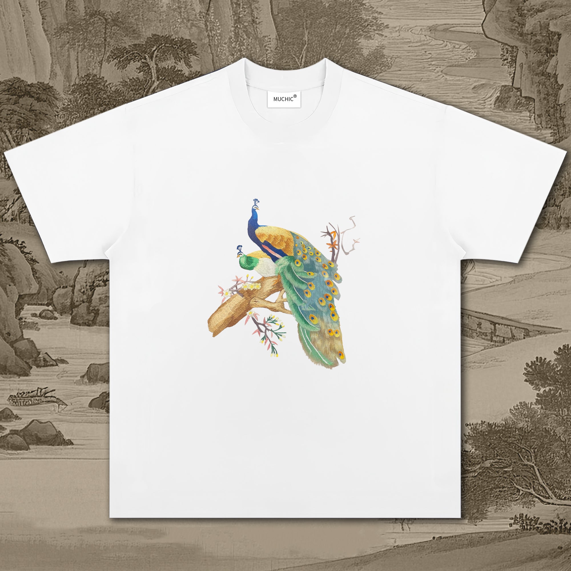 Unisex Intangible Cultural Heritage Peacock Embroidered T-shirt(hand-embroidered)(duty free)