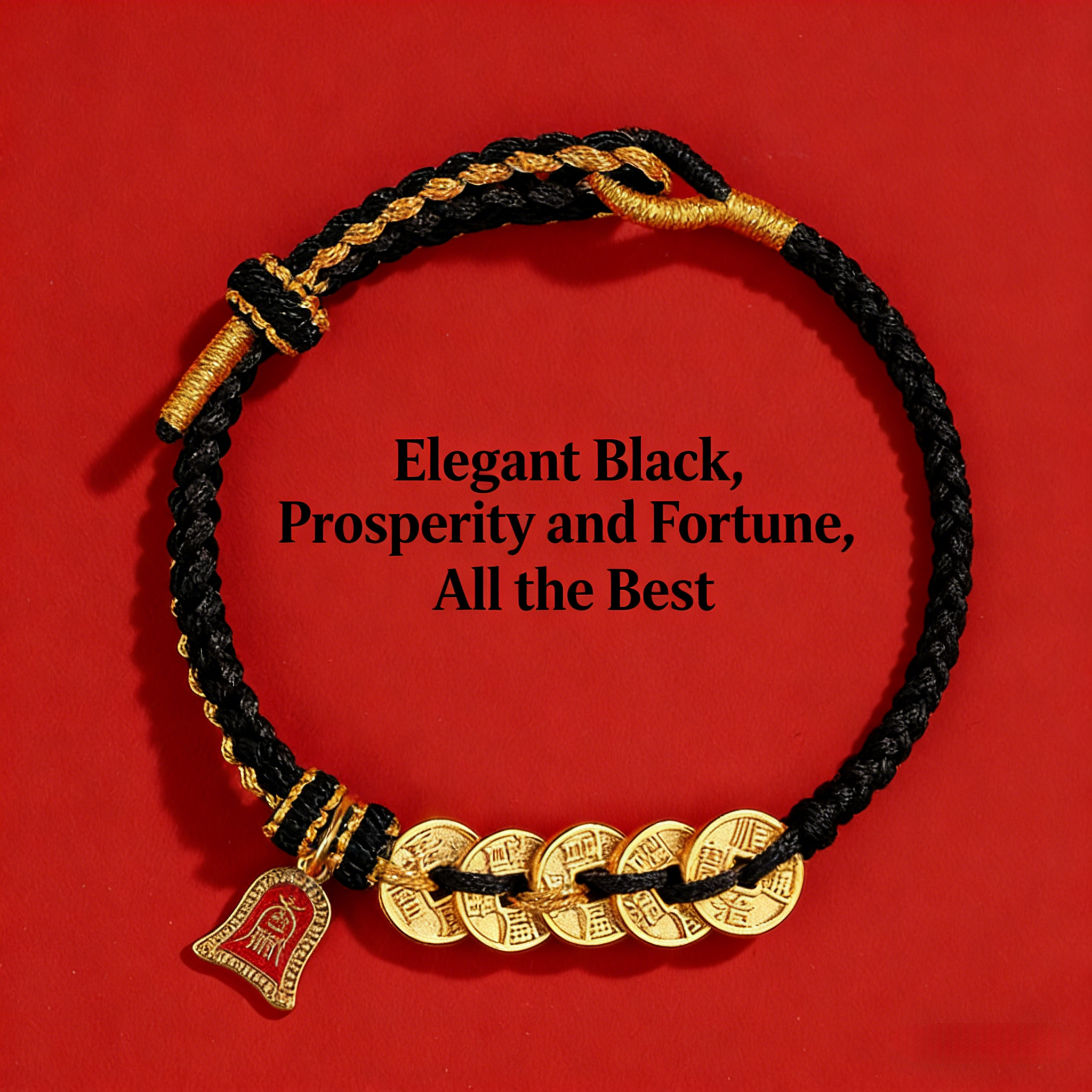 Five Emperor Coin Red String Bracelet – Wealth Protection & Good Fortune
