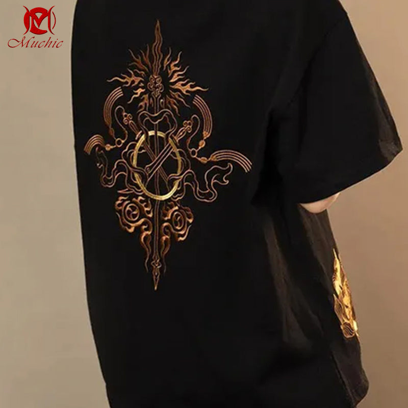 Unisex Intangible Cultural Heritage Lotus Flower Embroidery T-shirt(Hand Embroidered) (Duty Free)