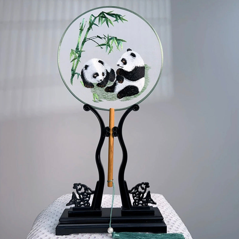 Intangible Cultural Heritage Embroidered Fan | panda (Hand embroidery)(duty free)
