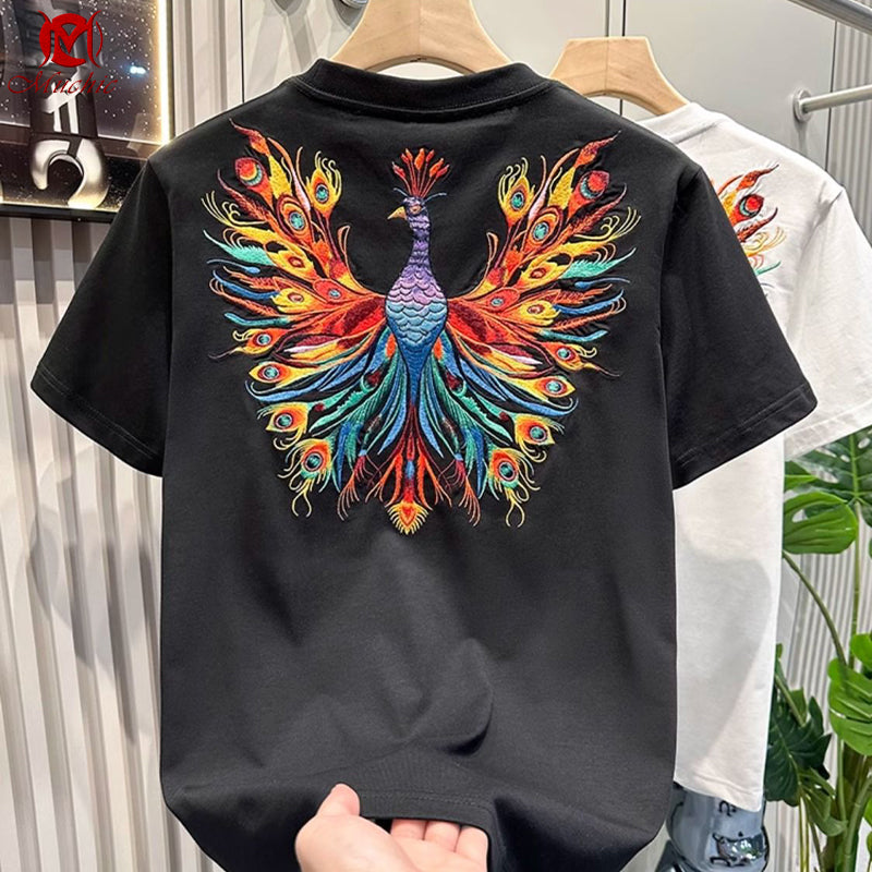 Unisex Intangible Cultural Heritage The Phoenix Embroidery T-shirt(Hand Embroidered) (Duty Free)