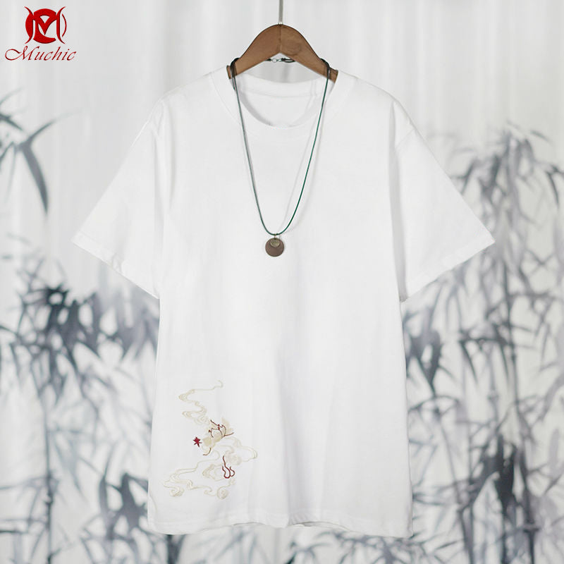 Unisex Intangible Cultural Heritage Phoenix Embroidery T-shirt(Hand Embroidered) (Duty Free)