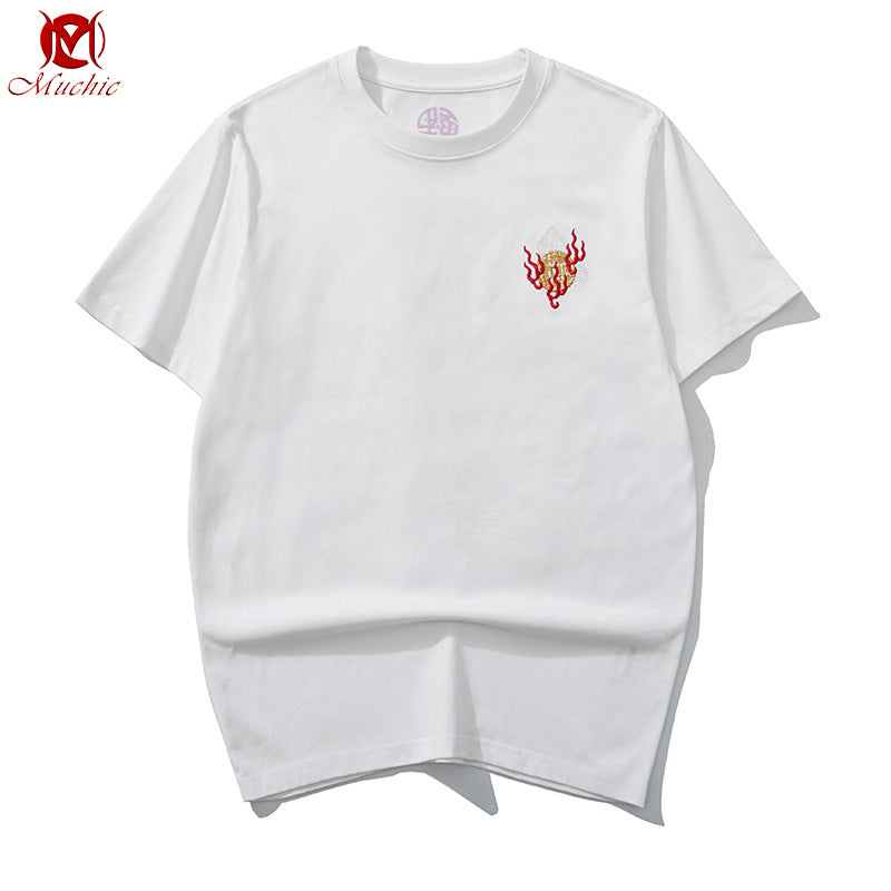 Unisex Intangible Cultural Heritage Copper money Dragon Embroidery T-shirt(Hand Embroidered) (Duty Free)