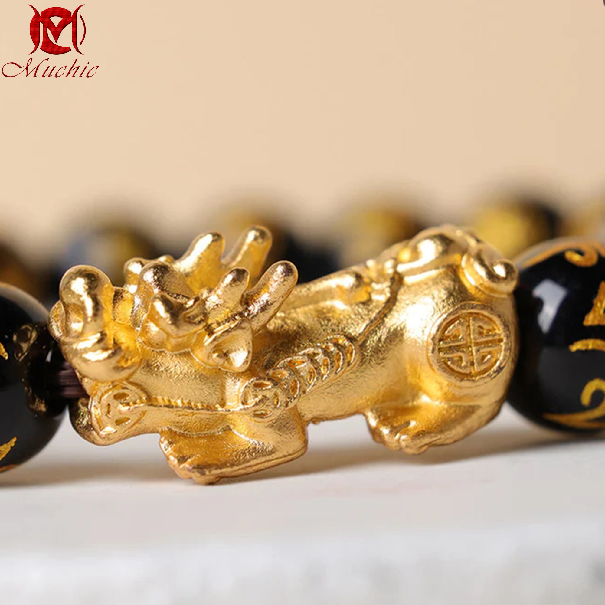 Buddha StonesFengShui PiXiuObsidian Wealth Bracelet