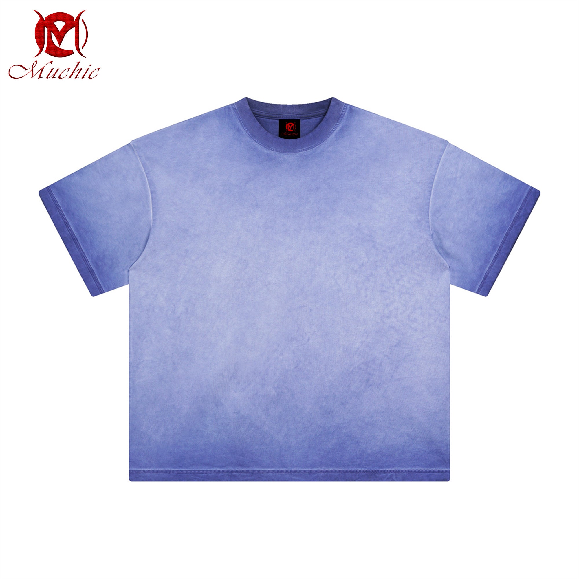 Dopamine washed distressed short-sleeved T-shirt men's retro batik white round neck T-shirt (tax-free)