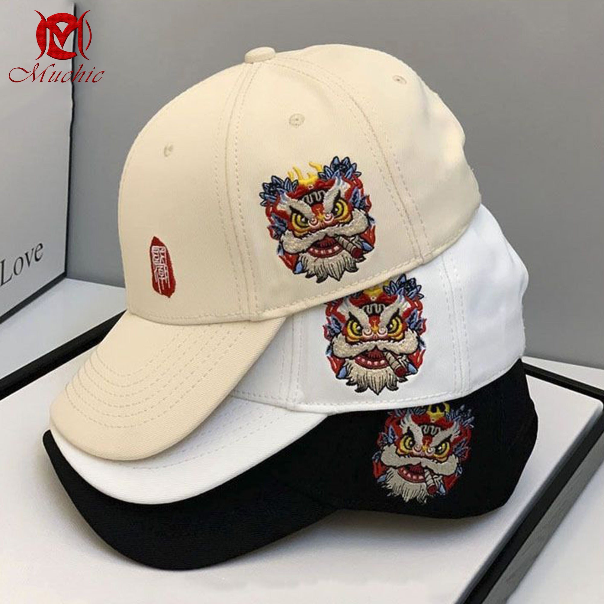 Unisex Intangible Cultural Heritage Lion Dance Hand-embroidered Hat (Hand-embroidered) (Duty Free)