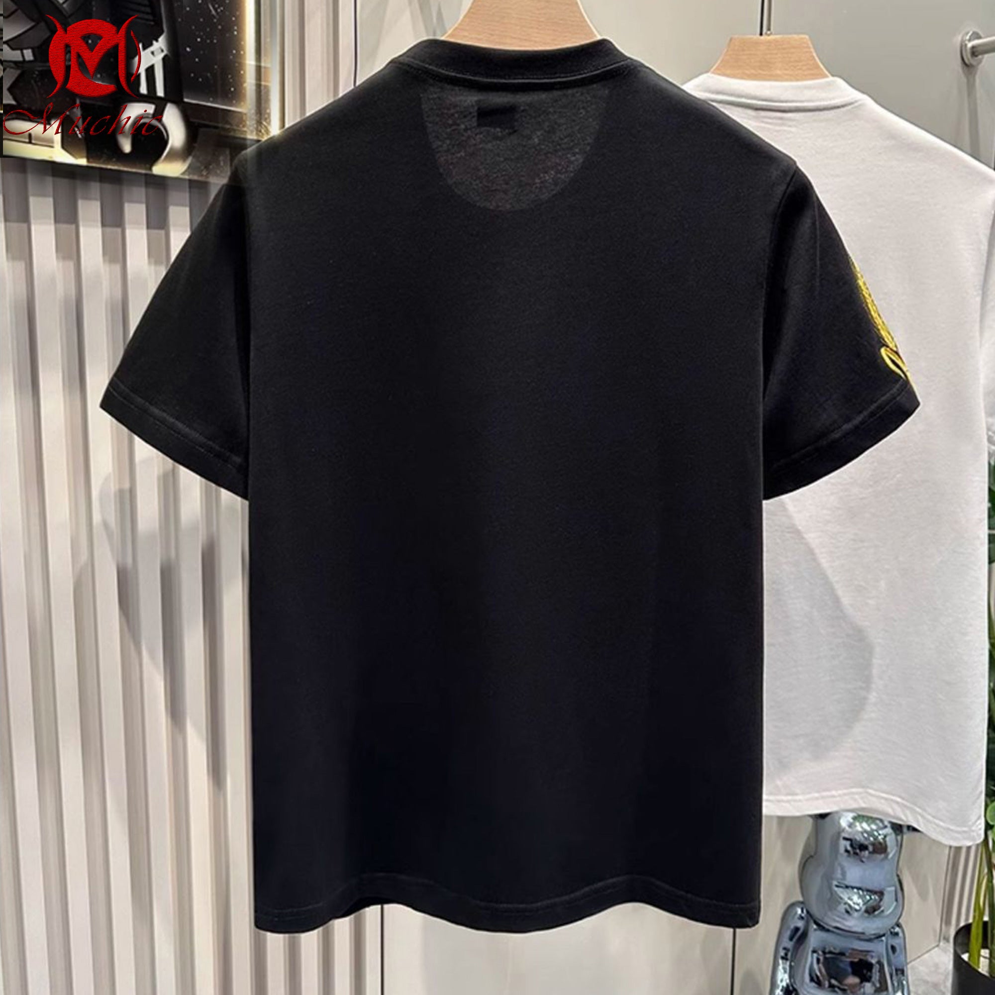 Unisex Intangible Cultural Heritage Wheat Pattern Embroidery Print T-shirt (Hand Embroidery) (Duty Free)