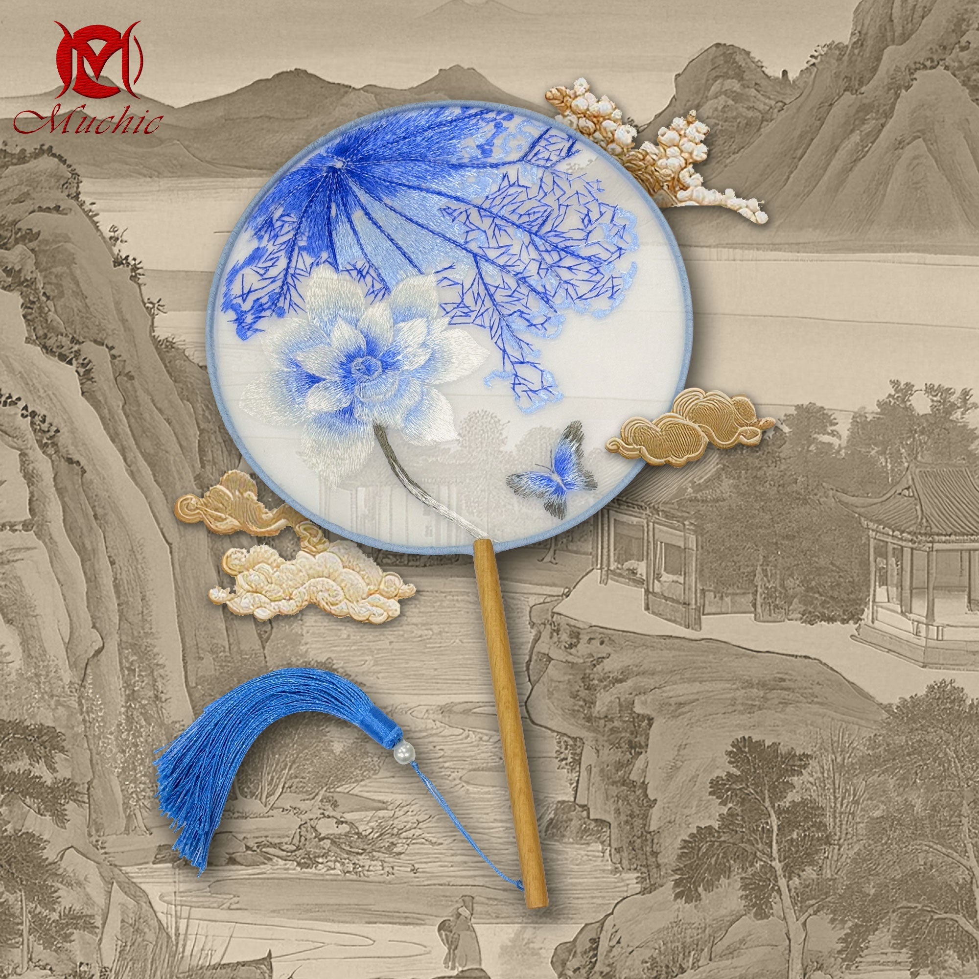 Intangible Cultural Heritage Embroidered Fan (Hand embroidery)(duty free)