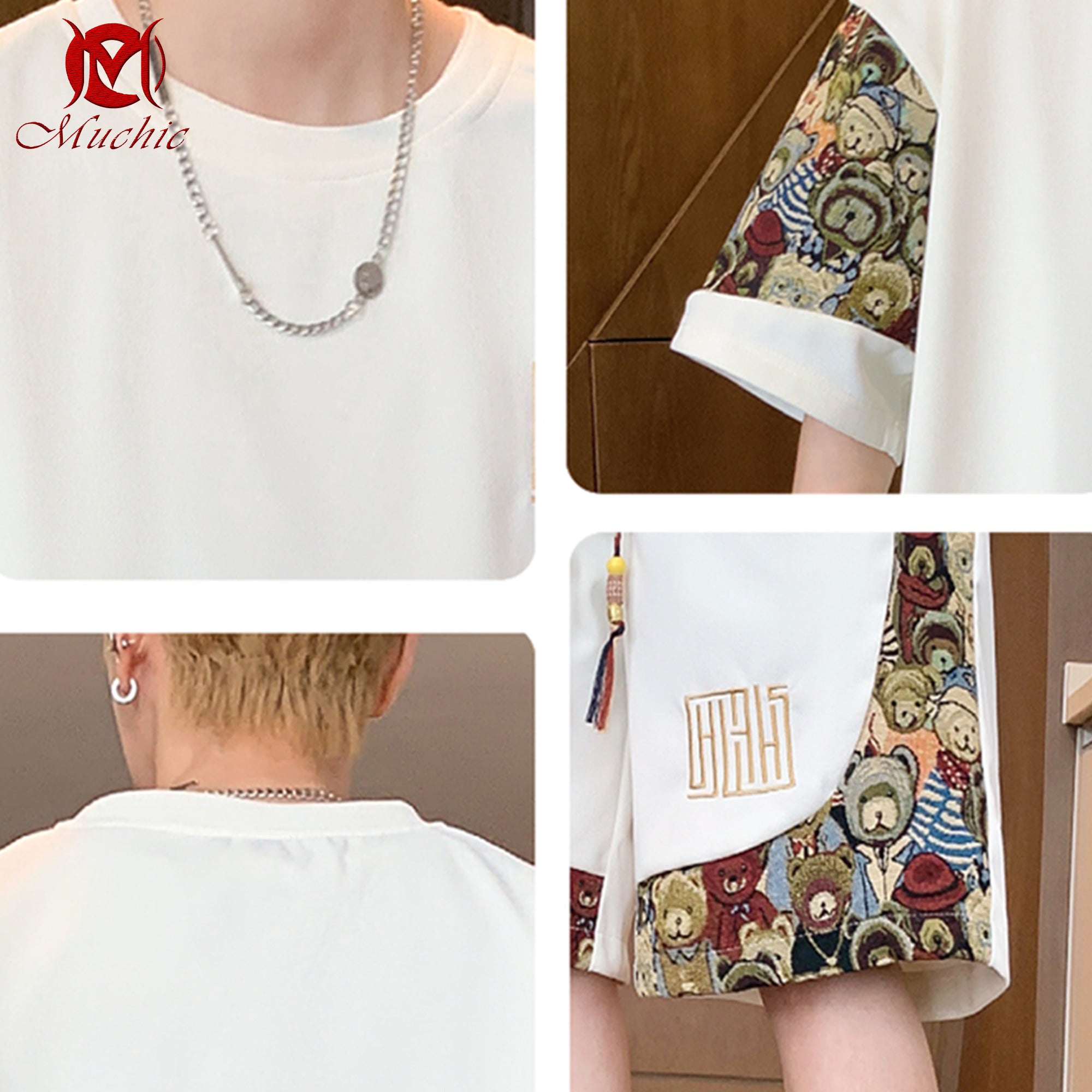 Men's summer suit new Chinese style leisure sports loose large size trendy short-sleeved shorts (Duty Free)