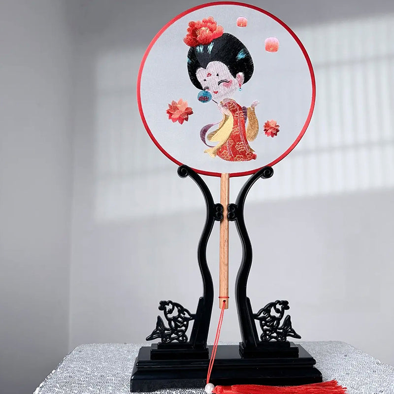 Intangible Cultural Heritage Embroidered Fan | Tang Dynasty Beauty (Hand embroidery)(duty free)