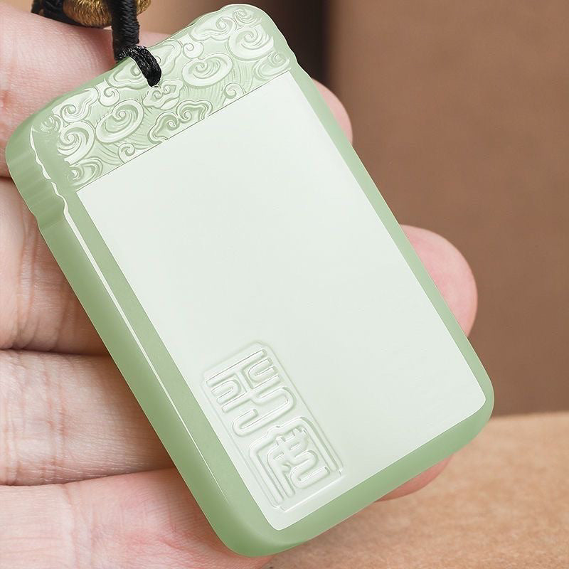 Natural Hetian Jade Peace Pendant – Protection & Balance Necklace