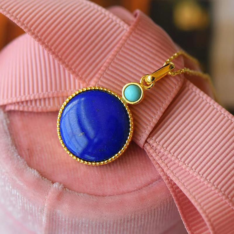 Natural Lapis Lazuli Necklace – Elegant Gold Pendant