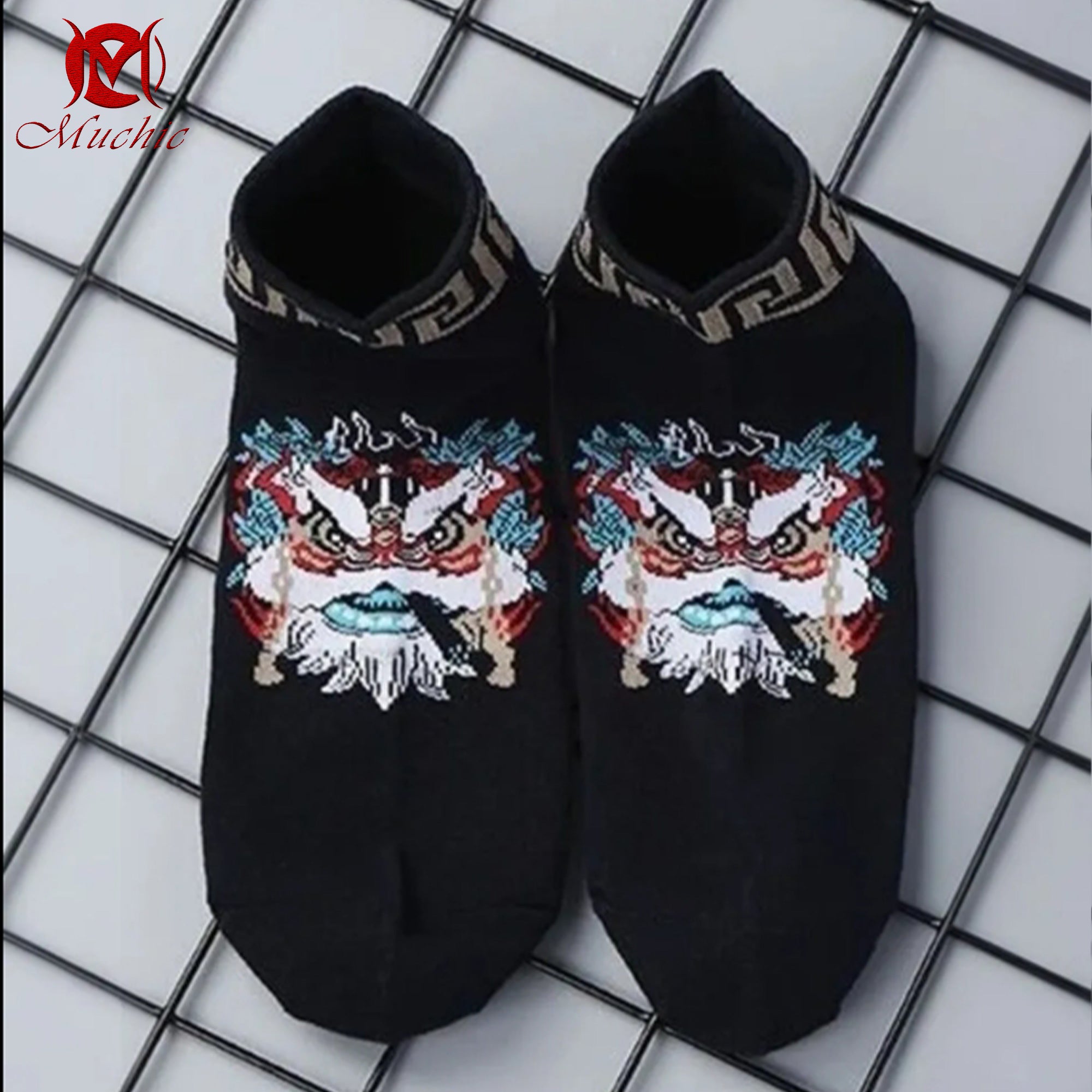 Unisex Intangible Cultural Heritage Lion Dance Embroidered Socks (Hand Embroidered) (Duty Free)