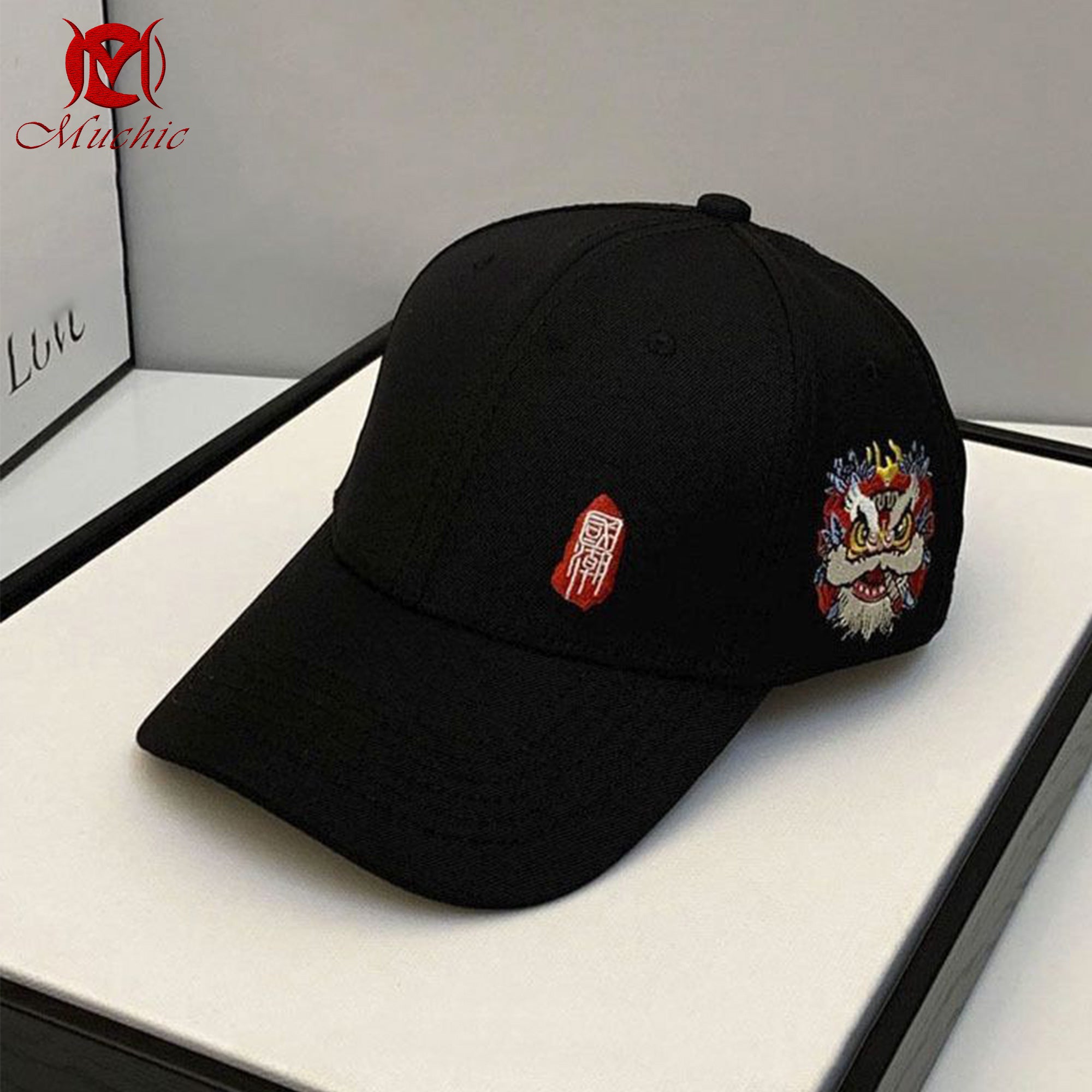 Unisex Intangible Cultural Heritage Lion Dance Hand-embroidered Hat (Hand-embroidered) (Duty Free)