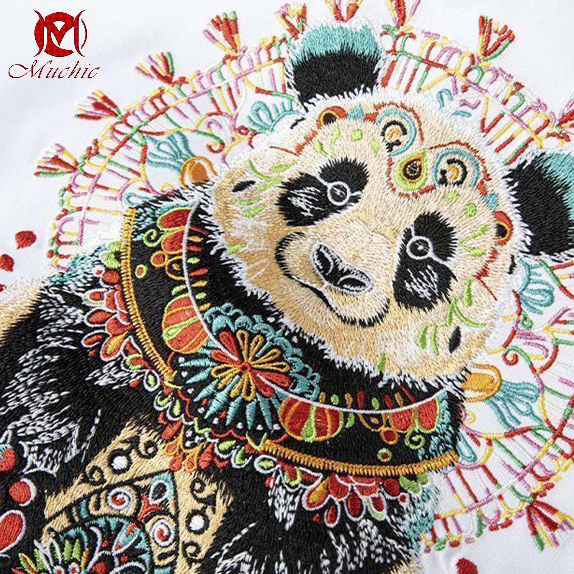 Unisex Intangible Cultural Heritage Panda Embroidered T-shirt (Hand Embroidered) (Duty Free)