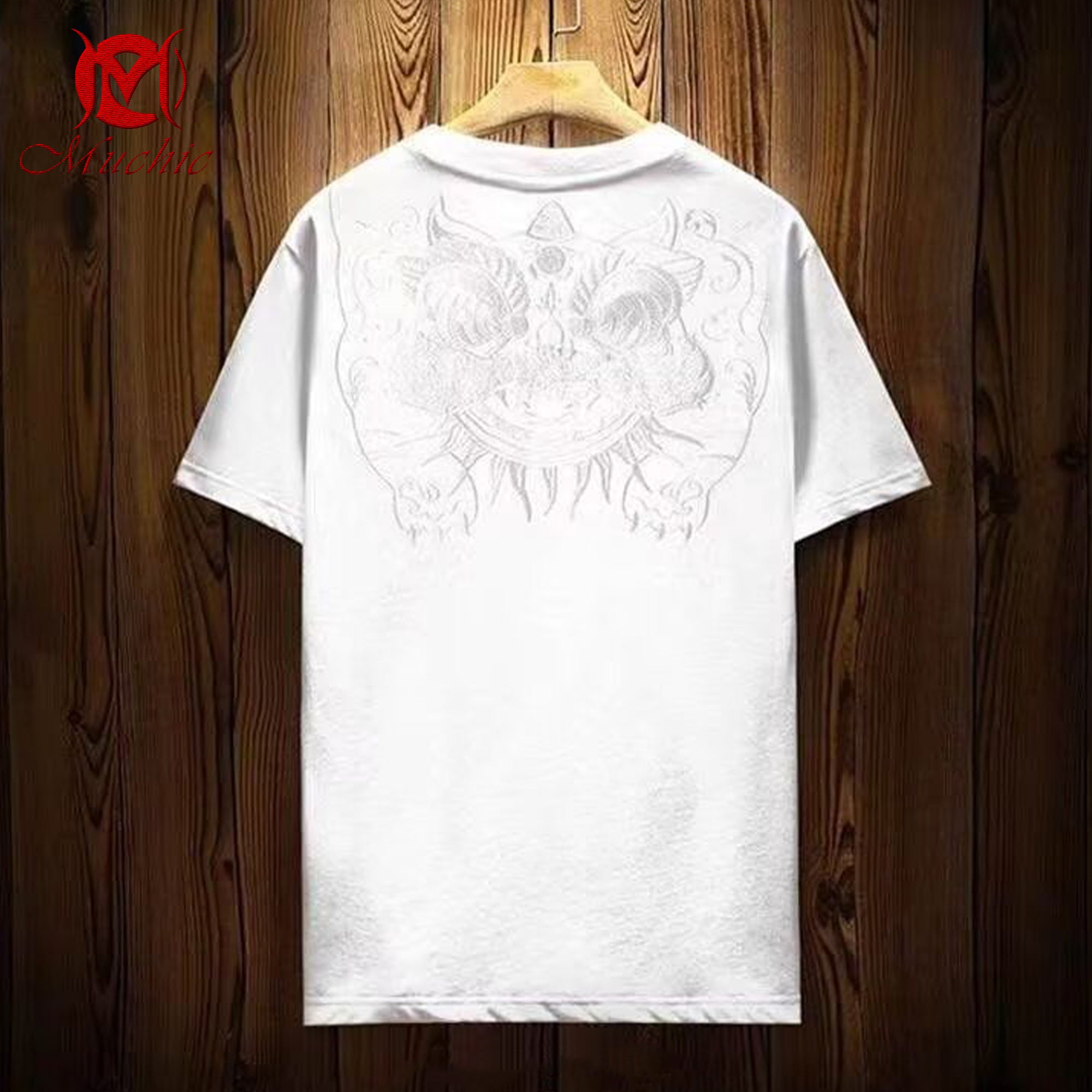 Unisex Intangible Cultural Heritage Lion Dance Embroidery T-shirt(Hand Embroidered) (Duty Free)