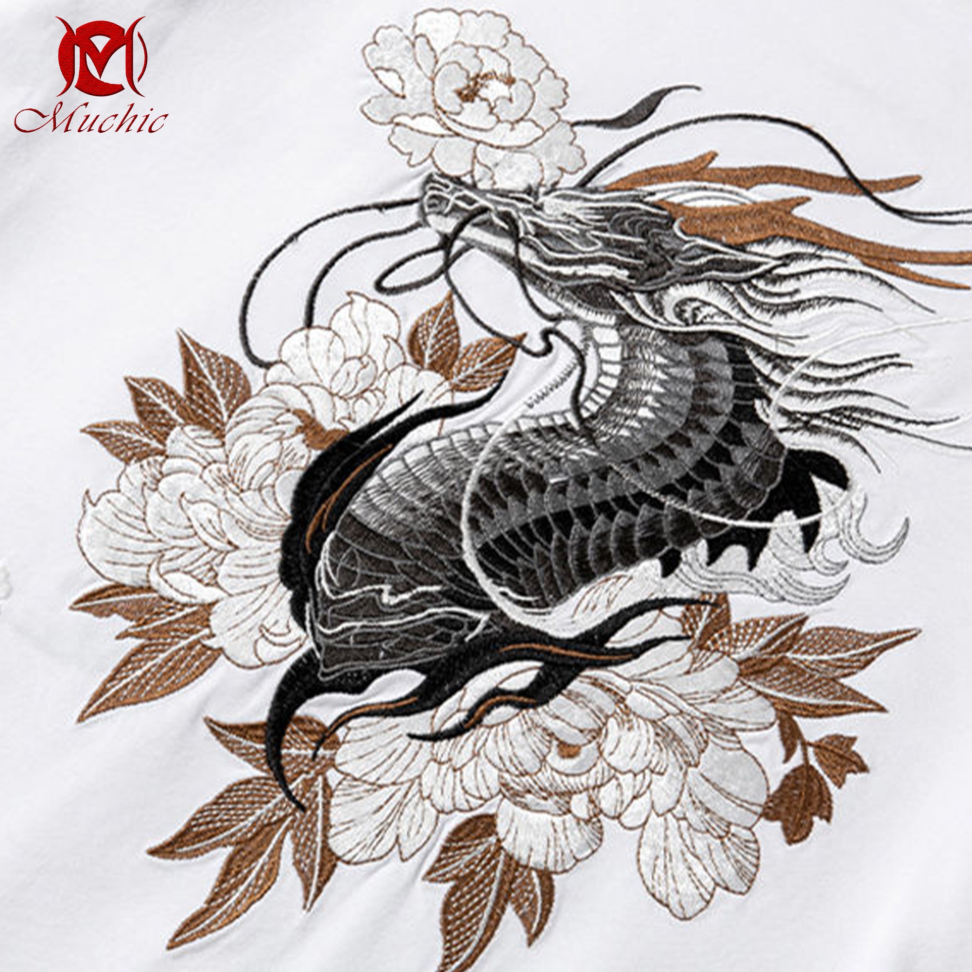 Unisex Intangible Cultural Heritage Dragon Embroidery T-shirt(Hand Embroidered) (Duty Free)