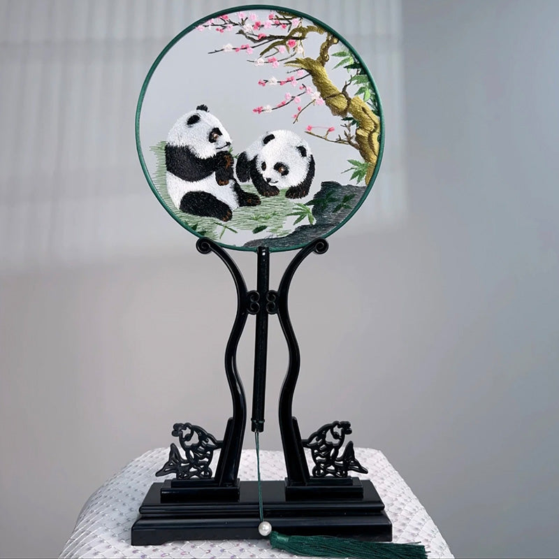 Intangible Cultural Heritage Embroidered Fan | panda (Hand embroidery)(duty free)