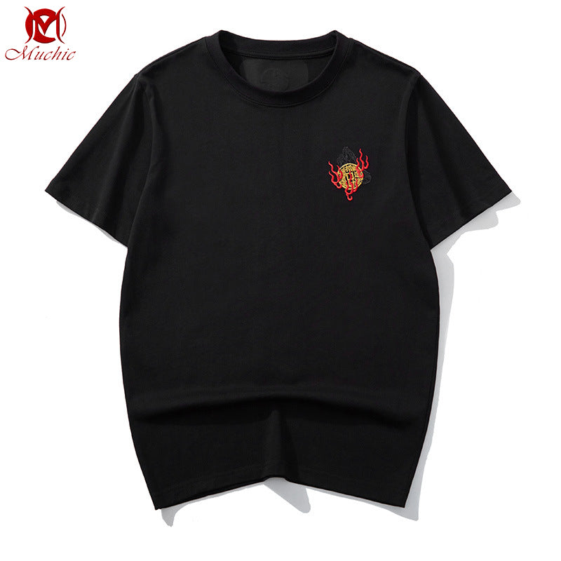 Unisex Intangible Cultural Heritage Copper money Dragon Embroidery T-shirt(Hand Embroidered) (Duty Free)