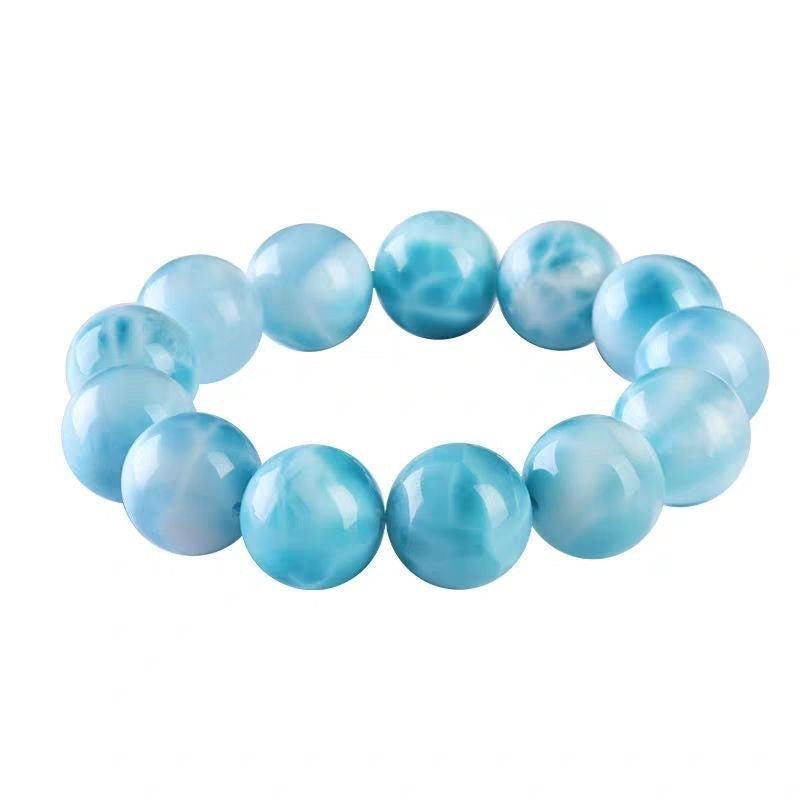 Natural Larimar Beaded Bracelet – Calm Energy & Ocean Stone Jewelry