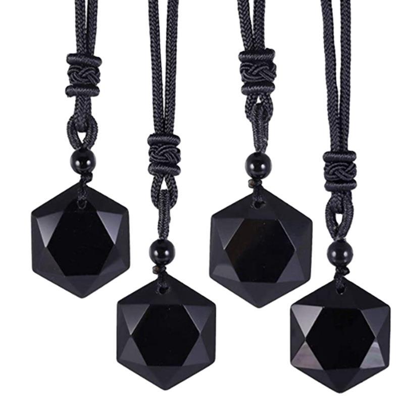 Faceted Black Obsidian Protection Necklace – Energy Shield Pendant