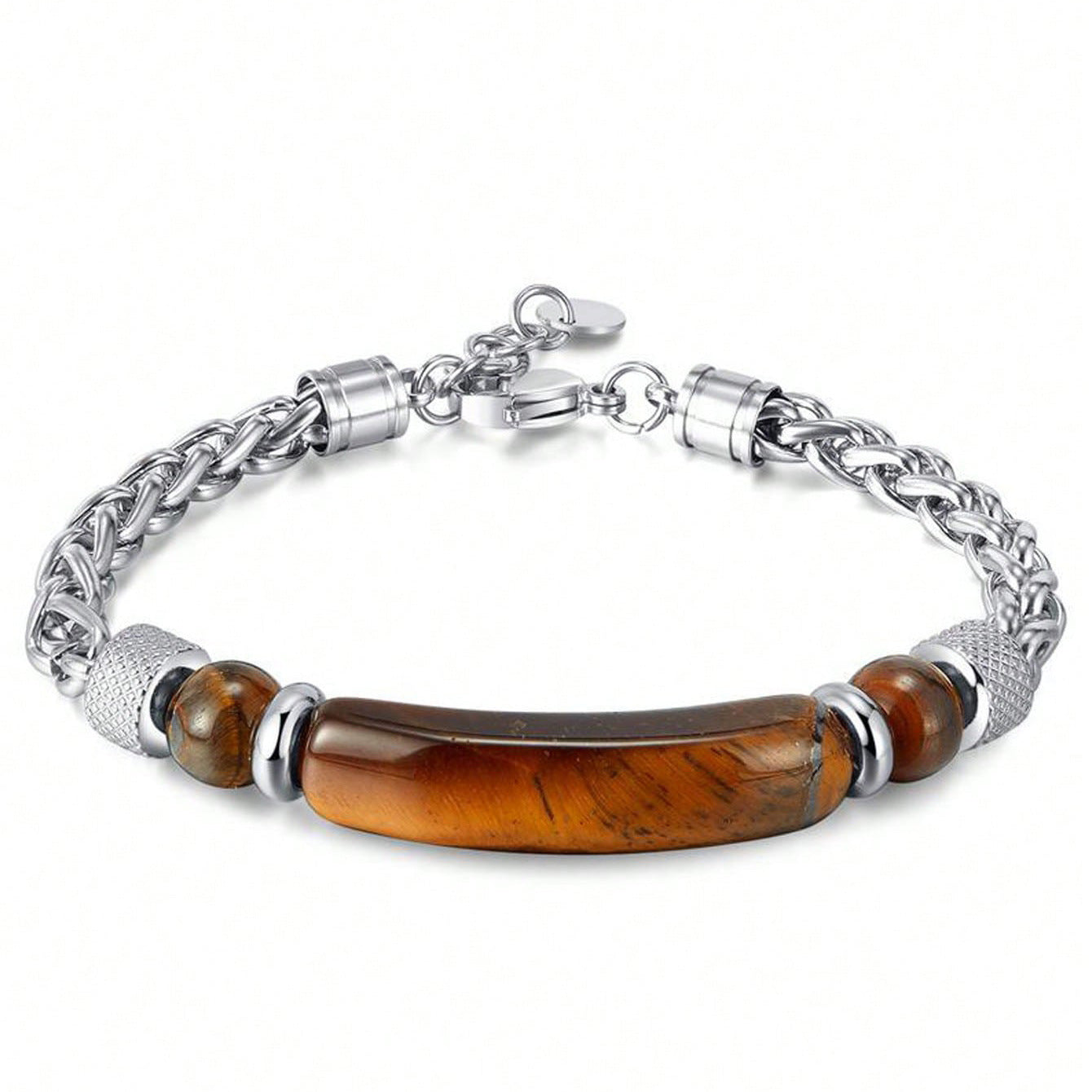 Tiger Eye Stainless Steel Bracelet – Men’s Strength & Protection Jewelry