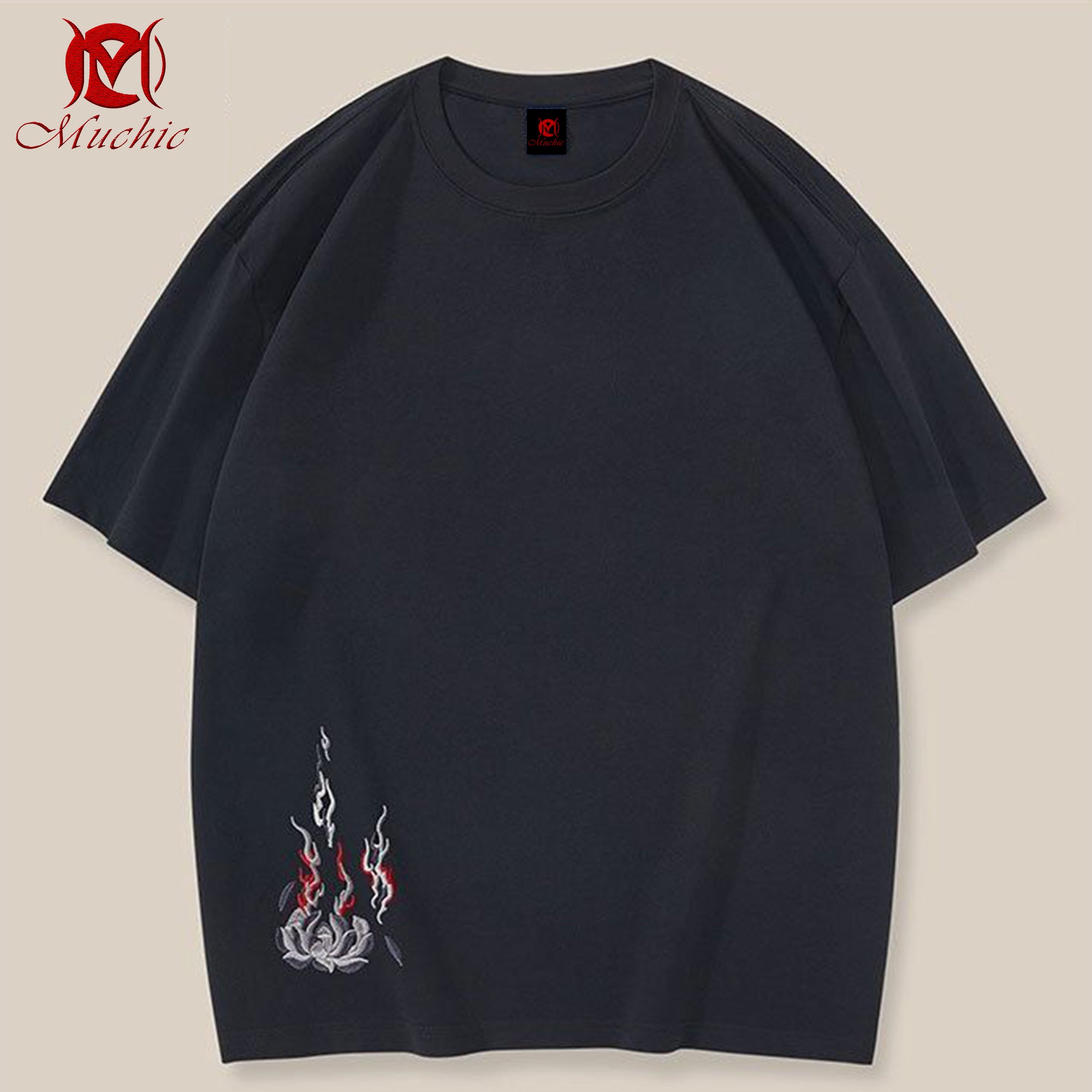 Unisex Intangible Cultural Heritage Phoenix Nirvana Pattern Embroidered T-shirt (Hand Embroidery) (Duty Free)