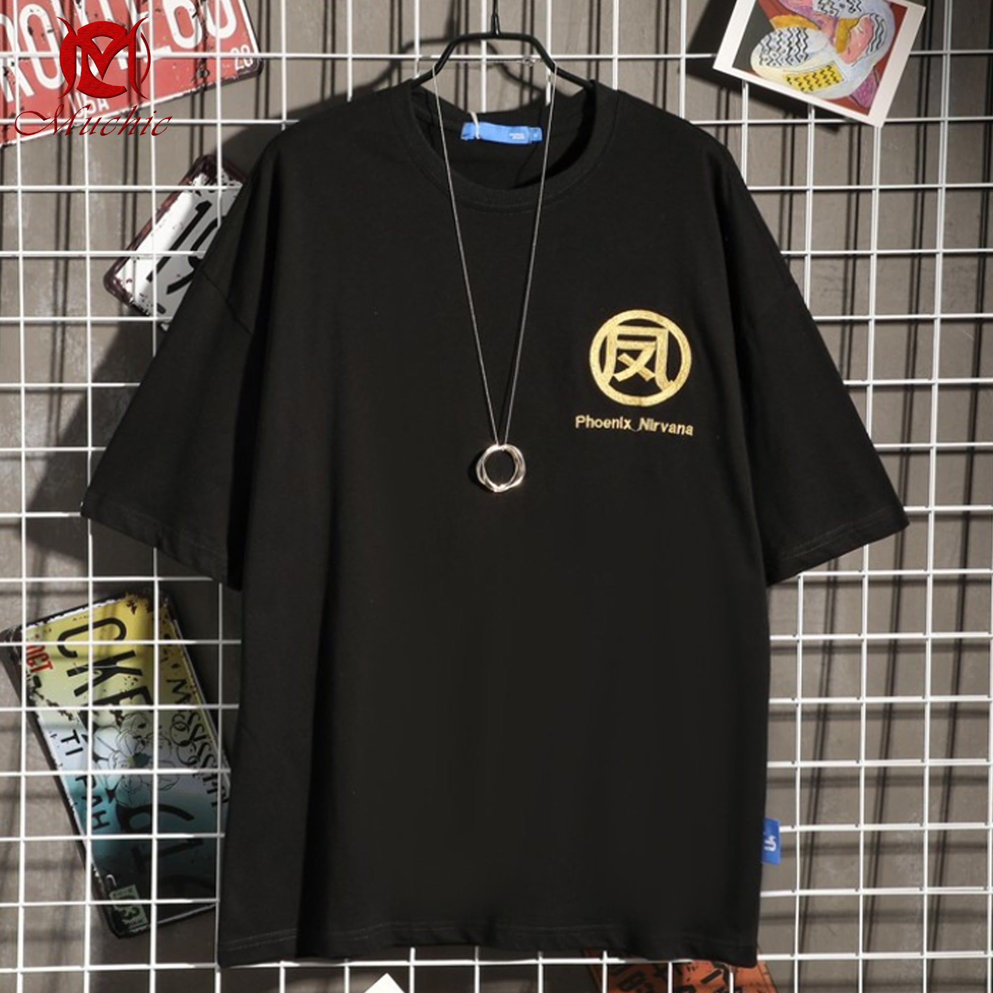 Unisex Intangible Cultural Heritage Phoenix Embroidered T-shirt(Hand Embroidery) (Duty Free)