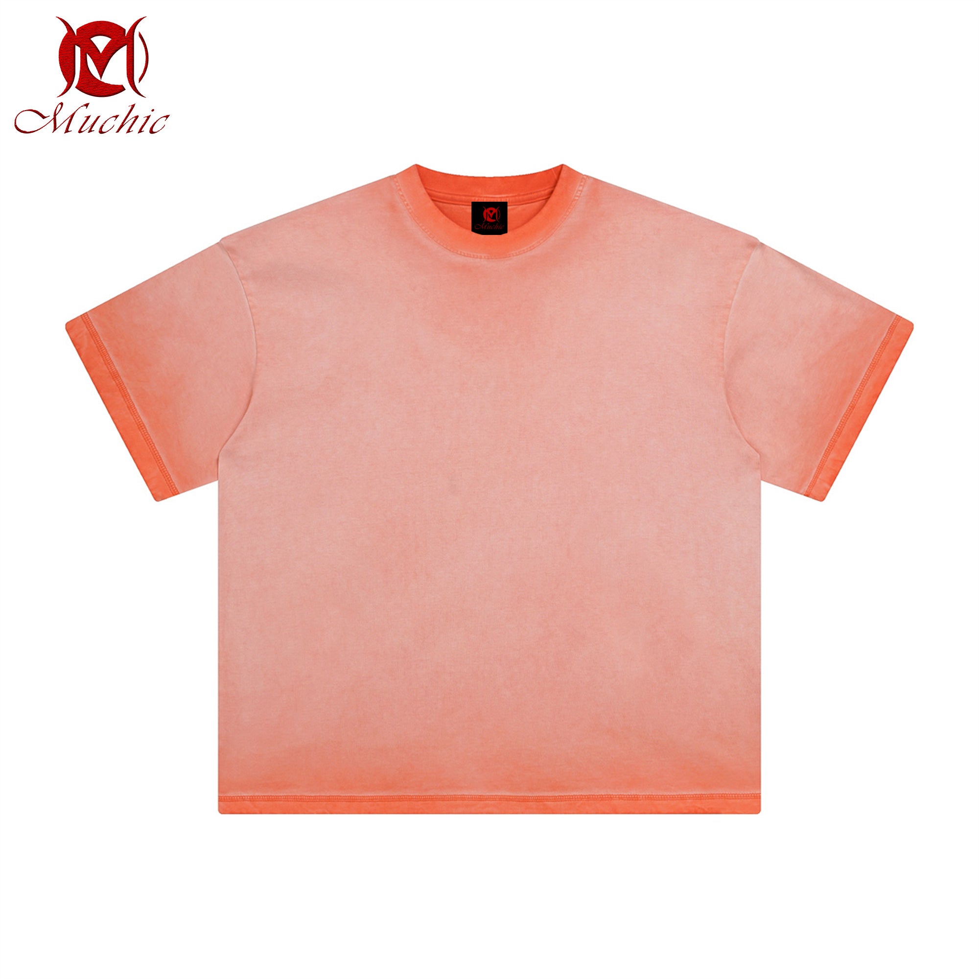 Dopamine washed distressed short-sleeved T-shirt men's retro batik white round neck T-shirt (tax-free)