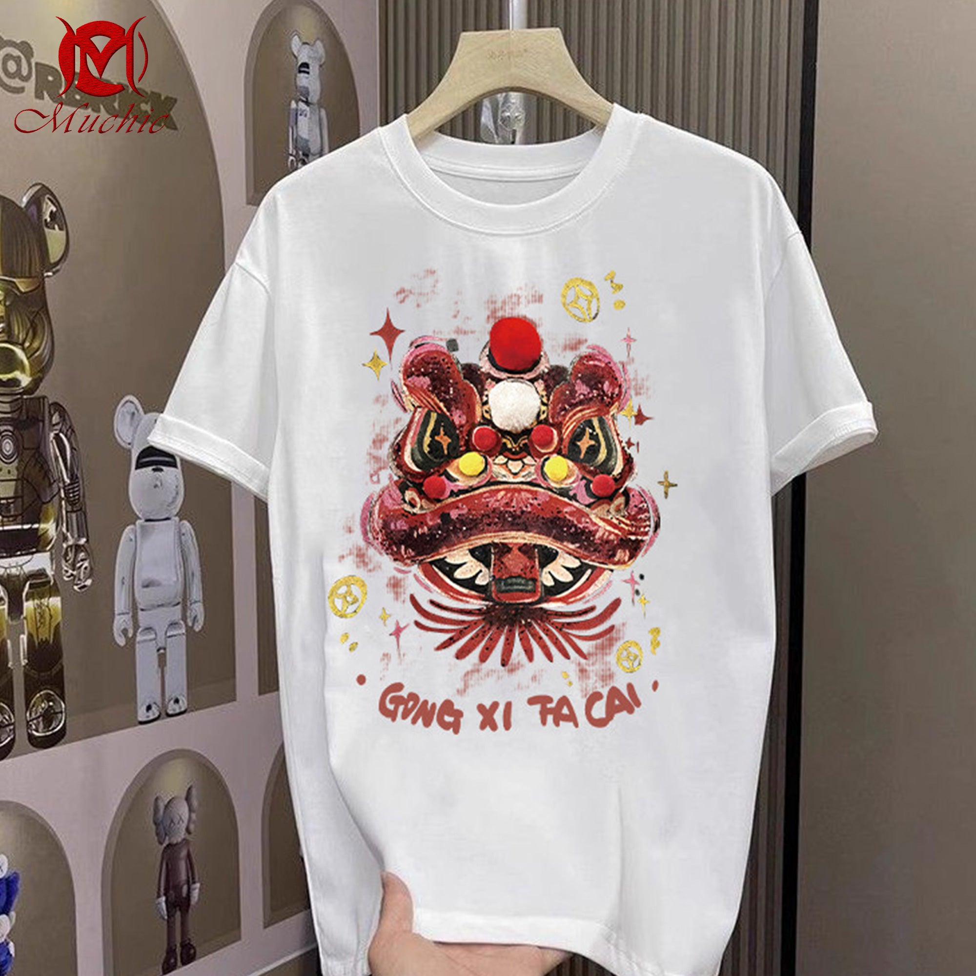 Unisex Intangible Cultural Heritage Lion Dance Printed T-shirt (Duty Free)