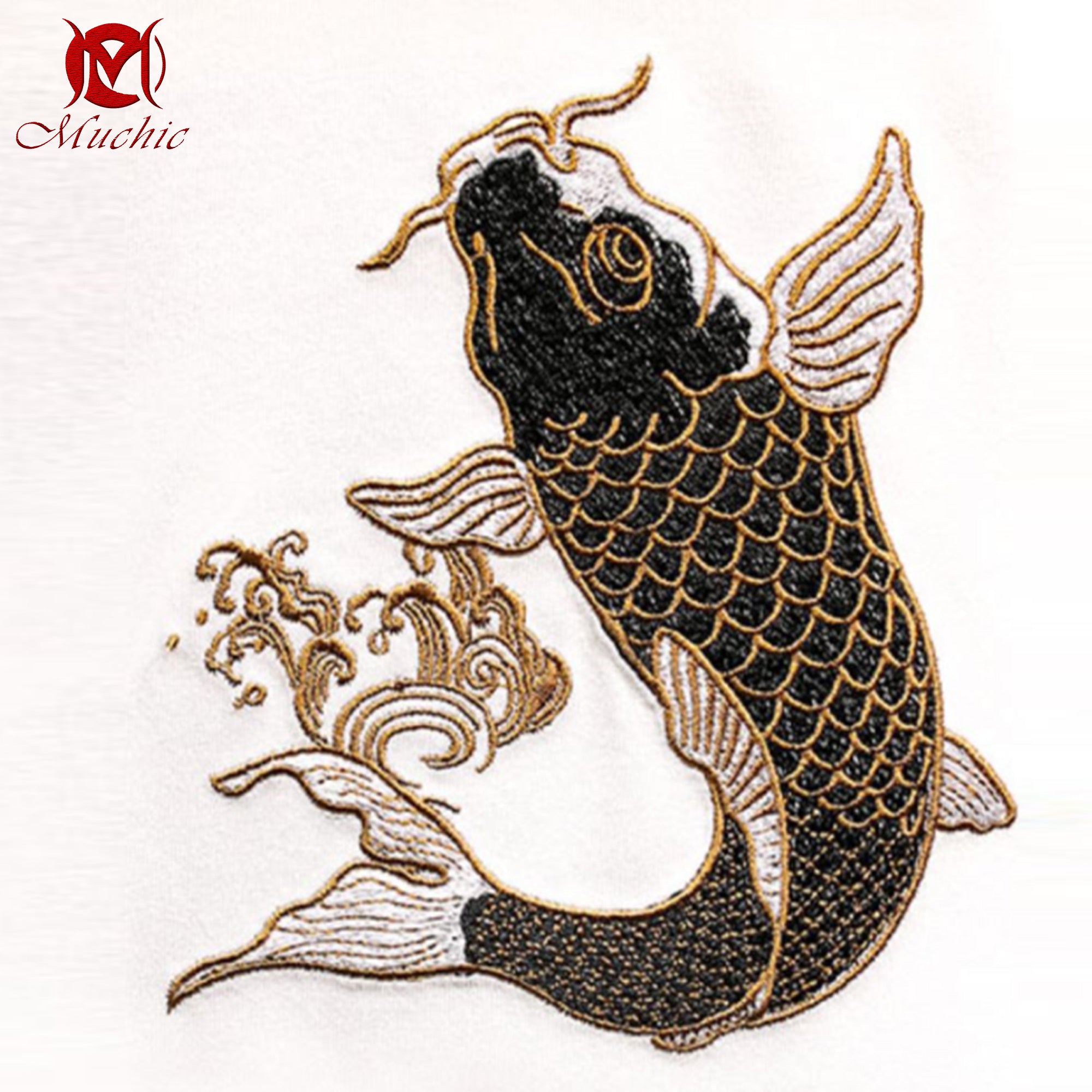Unisex Intangible Cultural Heritage Twin Koi Embroidery T-shirt (Hand Embroidery) (Duty Free)