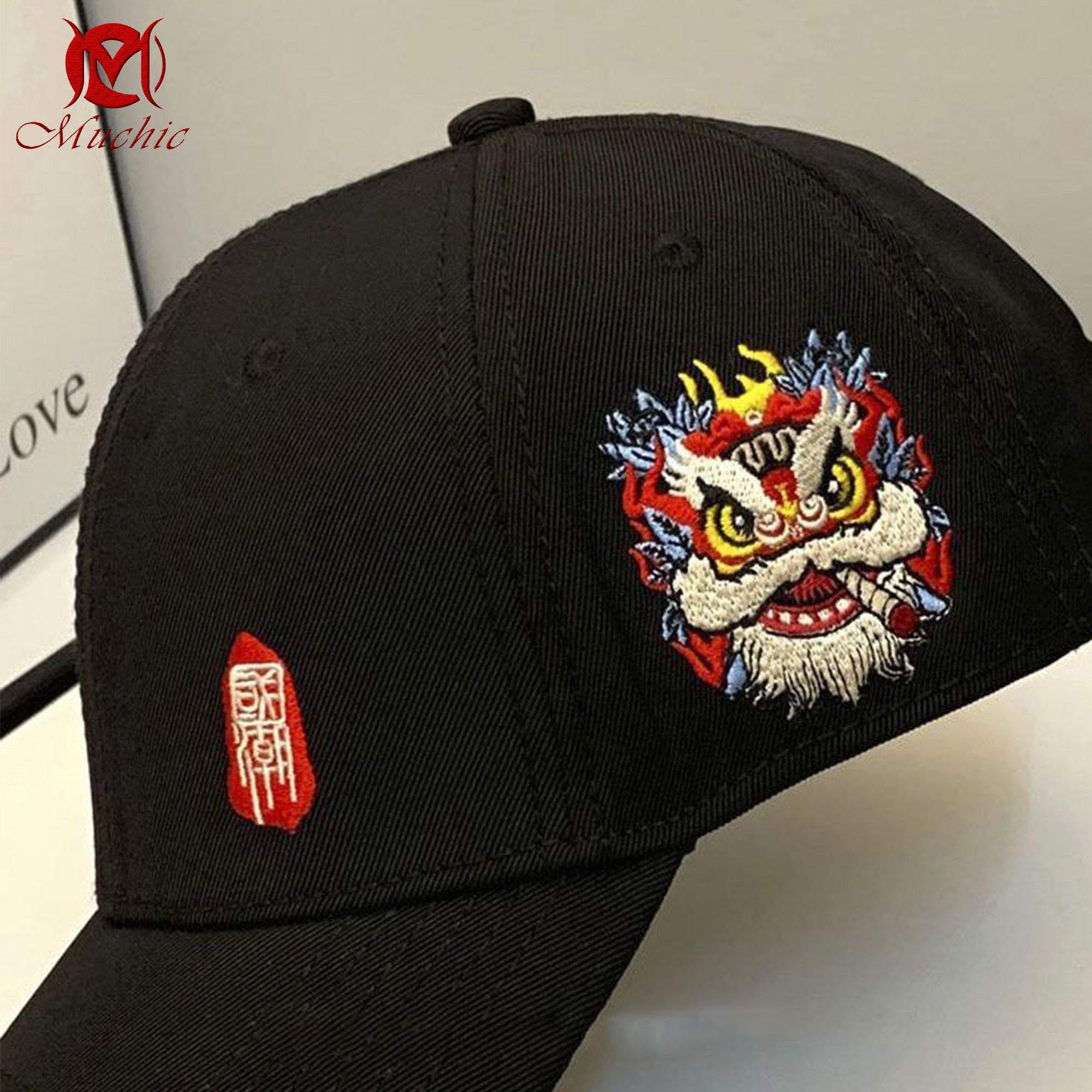 Unisex Intangible Cultural Heritage Lion Dance Hand-embroidered Hat (Hand-embroidered) (Duty Free)