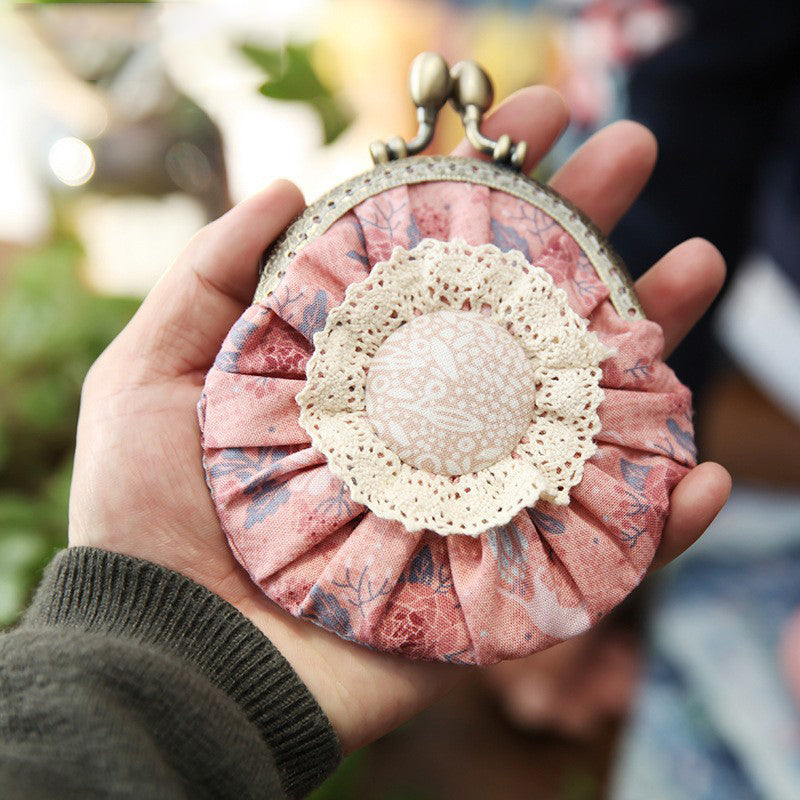 Lu Embroidery Hand-Embroidery Diy Material Bag Three-Dimensional Ribbon Embroidery Su Embroidery Homemade Embroidery Frame Purse(duty free)