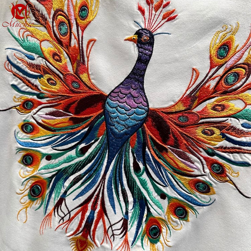 Unisex Intangible Cultural Heritage The Phoenix Embroidery T-shirt(Hand Embroidered) (Duty Free)