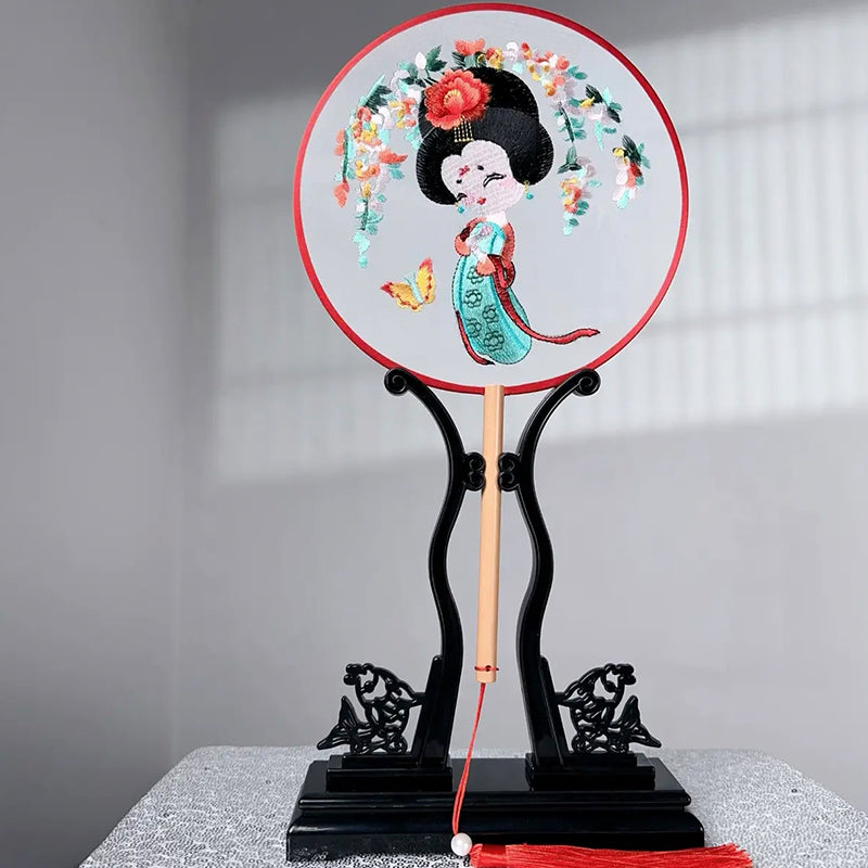 Intangible Cultural Heritage Embroidered Fan | Tang Dynasty Beauty (Hand embroidery)(duty free)