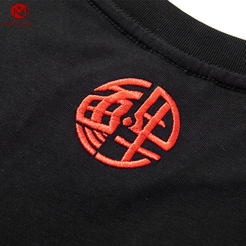 Unisex Intangible Cultural Heritage Copper money Dragon Embroidery T-shirt(Hand Embroidered) (Duty Free)