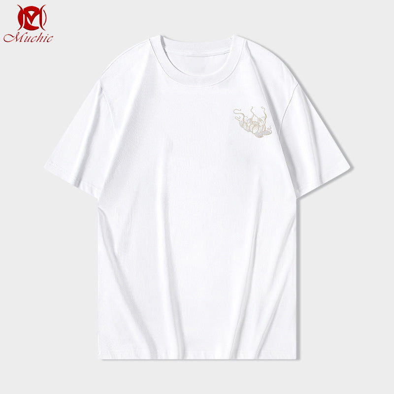 Unisex Intangible Cultural Heritage QiLin Embroidery T-shirt(Hand Embroidered) (Duty Free)