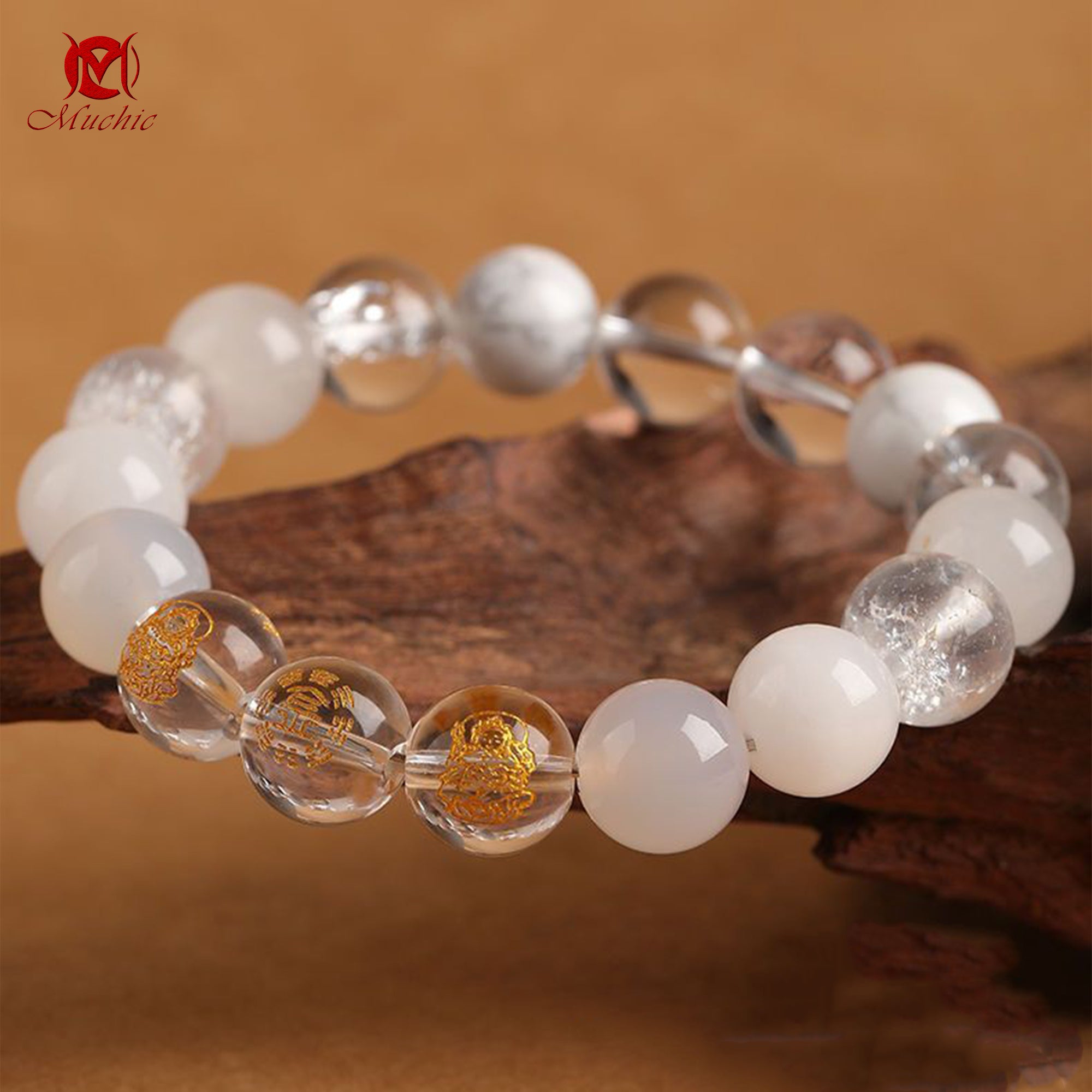 Natural crystal stone bracelet for fortune and luck Five Elements gold, water, fire, earth, water and wood bracelet for men and women(duty free)
