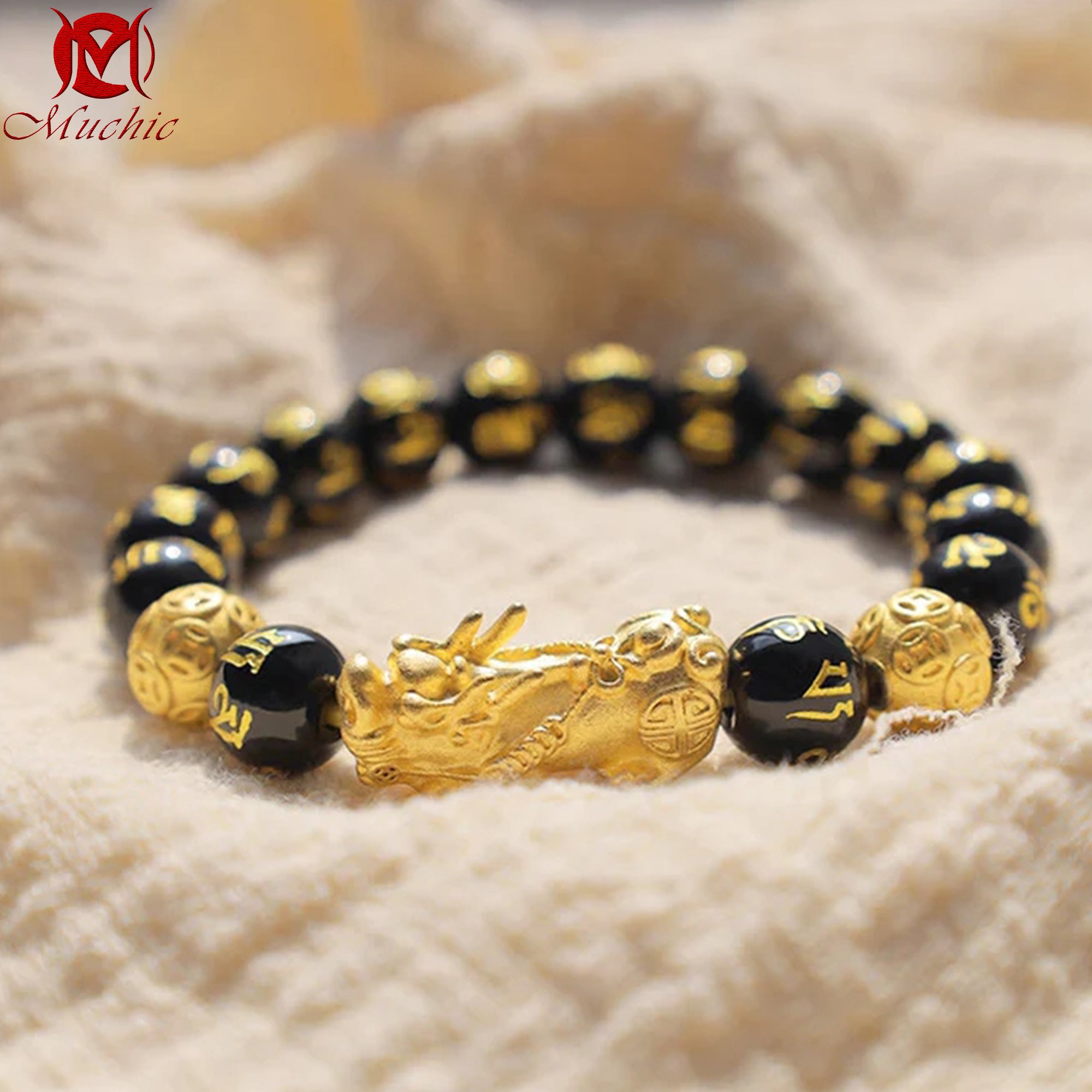 Buddha StonesFengShui PiXiuObsidian Wealth Bracelet
