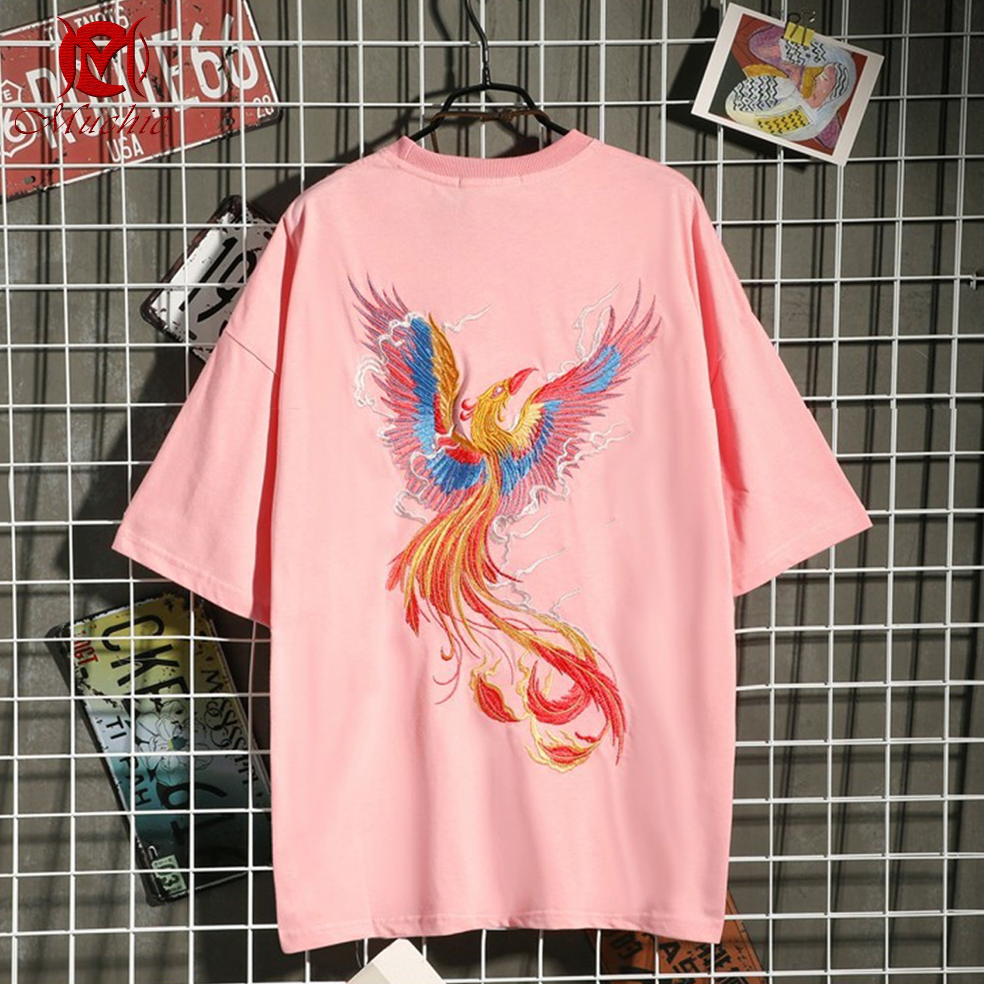 Unisex Intangible Cultural Heritage Phoenix Embroidered T-shirt(Hand Embroidery) (Duty Free)