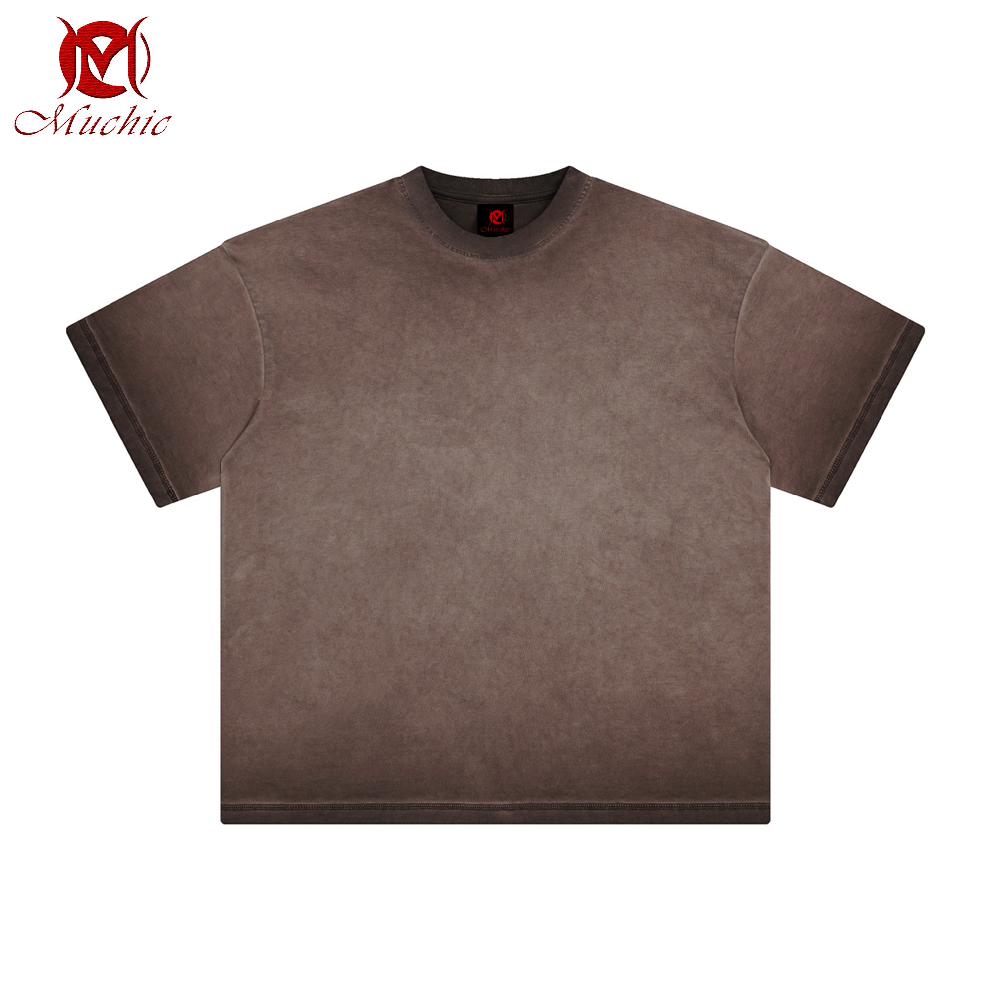 Dopamine washed distressed short-sleeved T-shirt men's retro batik white round neck T-shirt (tax-free)