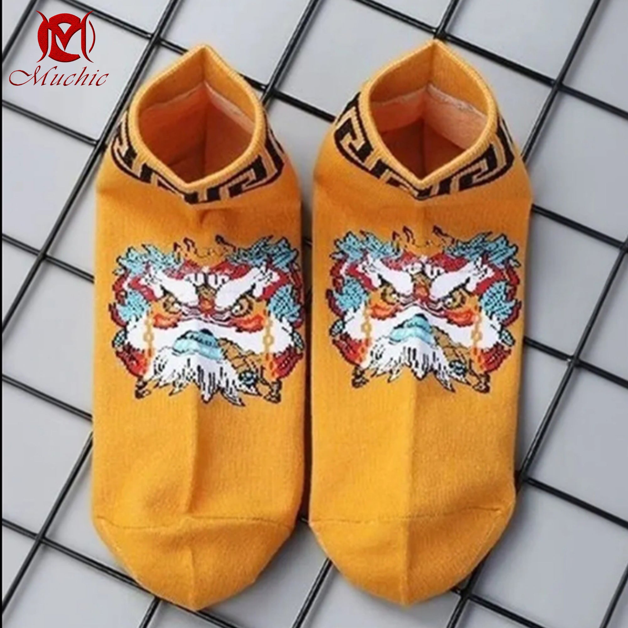 Unisex Intangible Cultural Heritage Lion Dance Embroidered Socks (Hand Embroidered) (Duty Free)