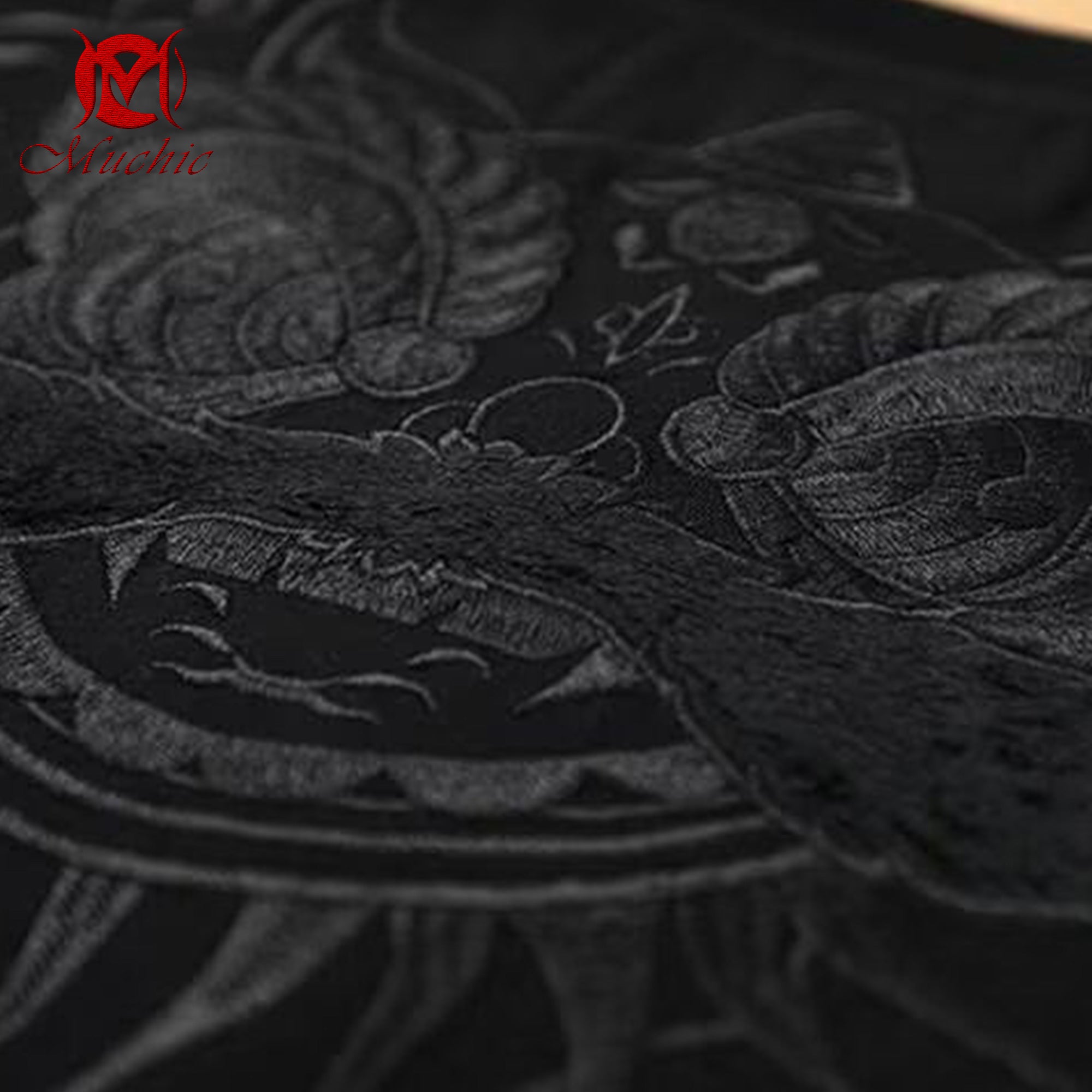 Unisex Intangible Cultural Heritage Lion Dance Embroidery T-shirt(Hand Embroidered) (Duty Free)