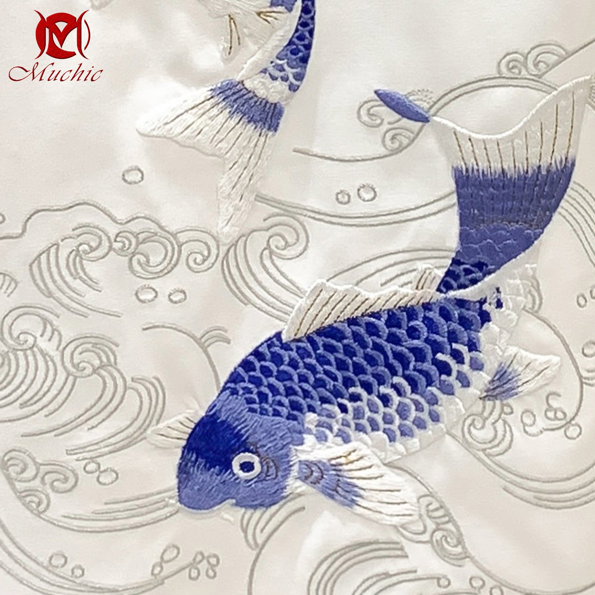 Unisex Intangible Cultural Heritage Koi Carp Embroidery T-shirt(Hand Embroidered) (Duty Free)