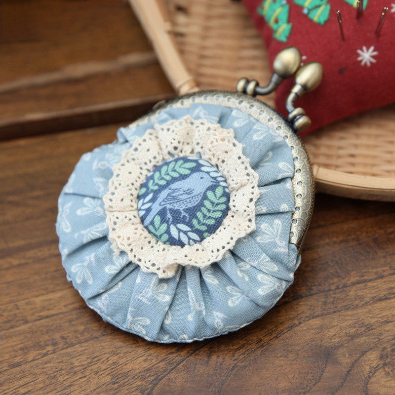 Lu Embroidery Hand-Embroidery Diy Material Bag Three-Dimensional Ribbon Embroidery Su Embroidery Homemade Embroidery Frame Purse(duty free)