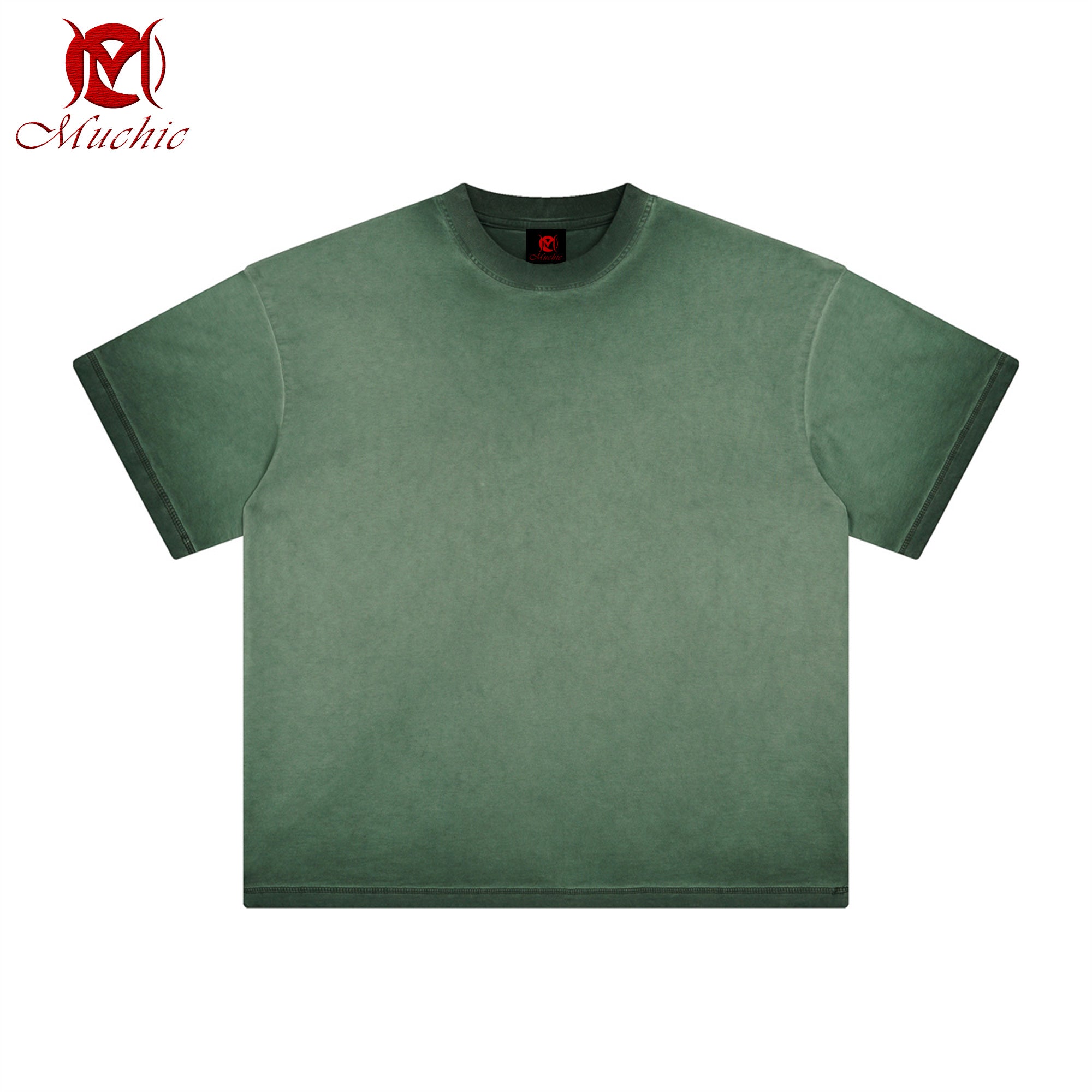 Dopamine washed distressed short-sleeved T-shirt men's retro batik white round neck T-shirt (tax-free)