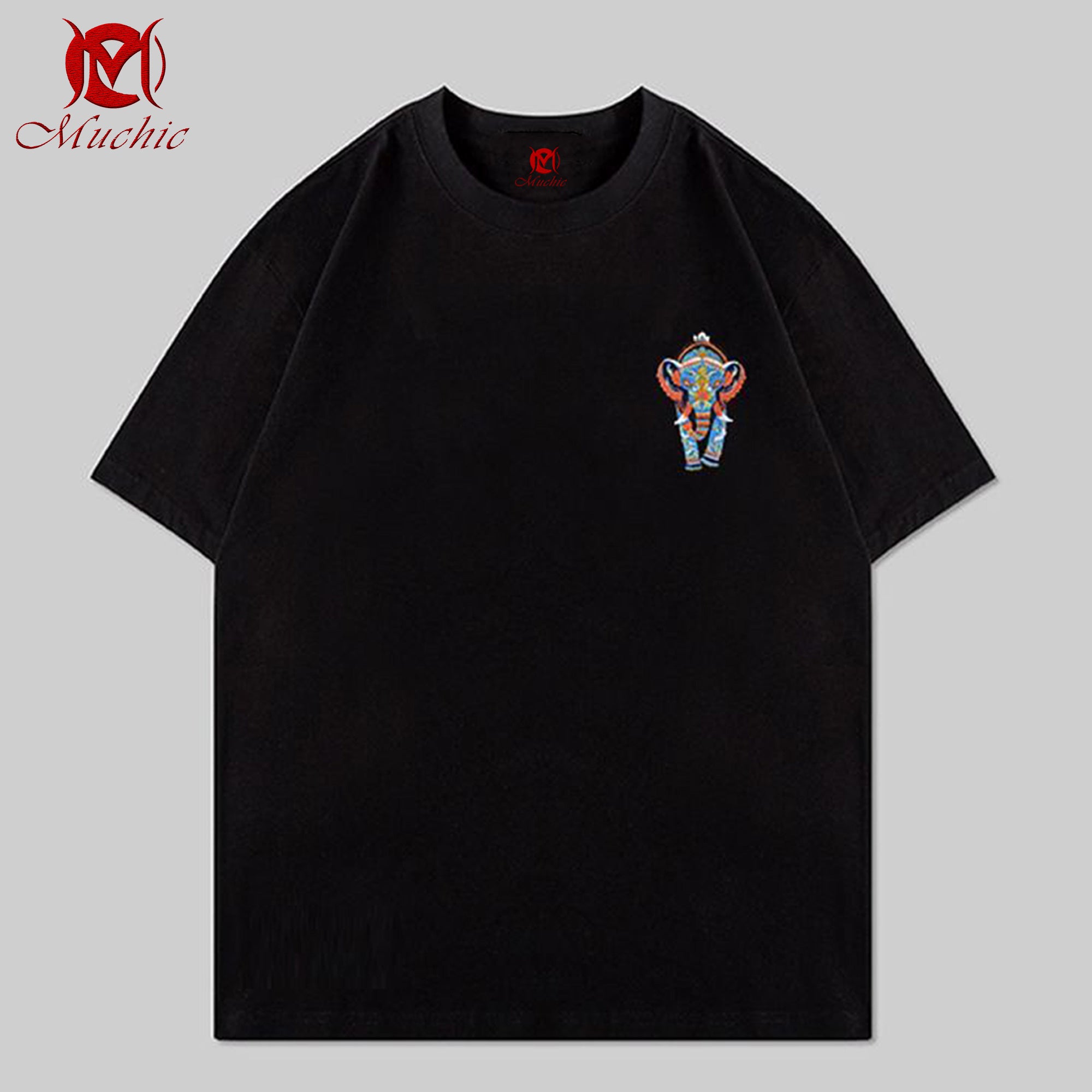 Unisex Intangible Cultural Heritage Elephant Embroidery T-shirt (Hand Embroidery) (Duty Free)