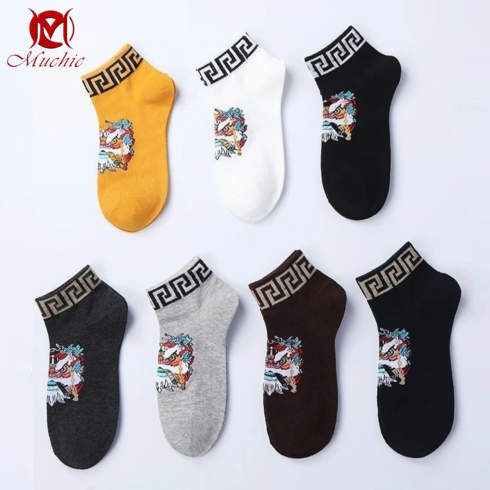 Unisex Intangible Cultural Heritage Lion Dance Embroidered Socks (Hand Embroidered) (Duty Free)